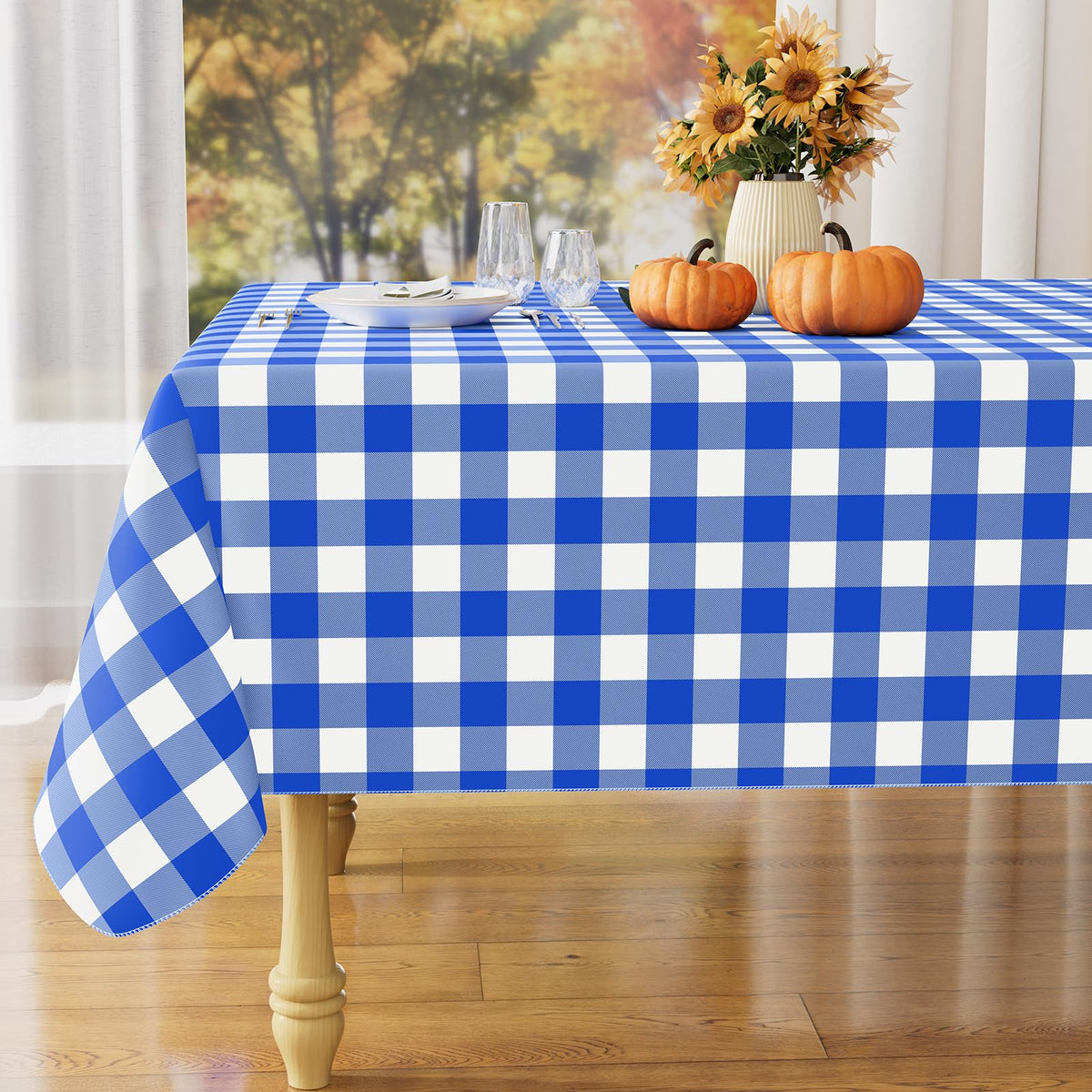 misaya Rectangular Waterproof Vinyl Table Cloth, Flannel Backed Tablecloth