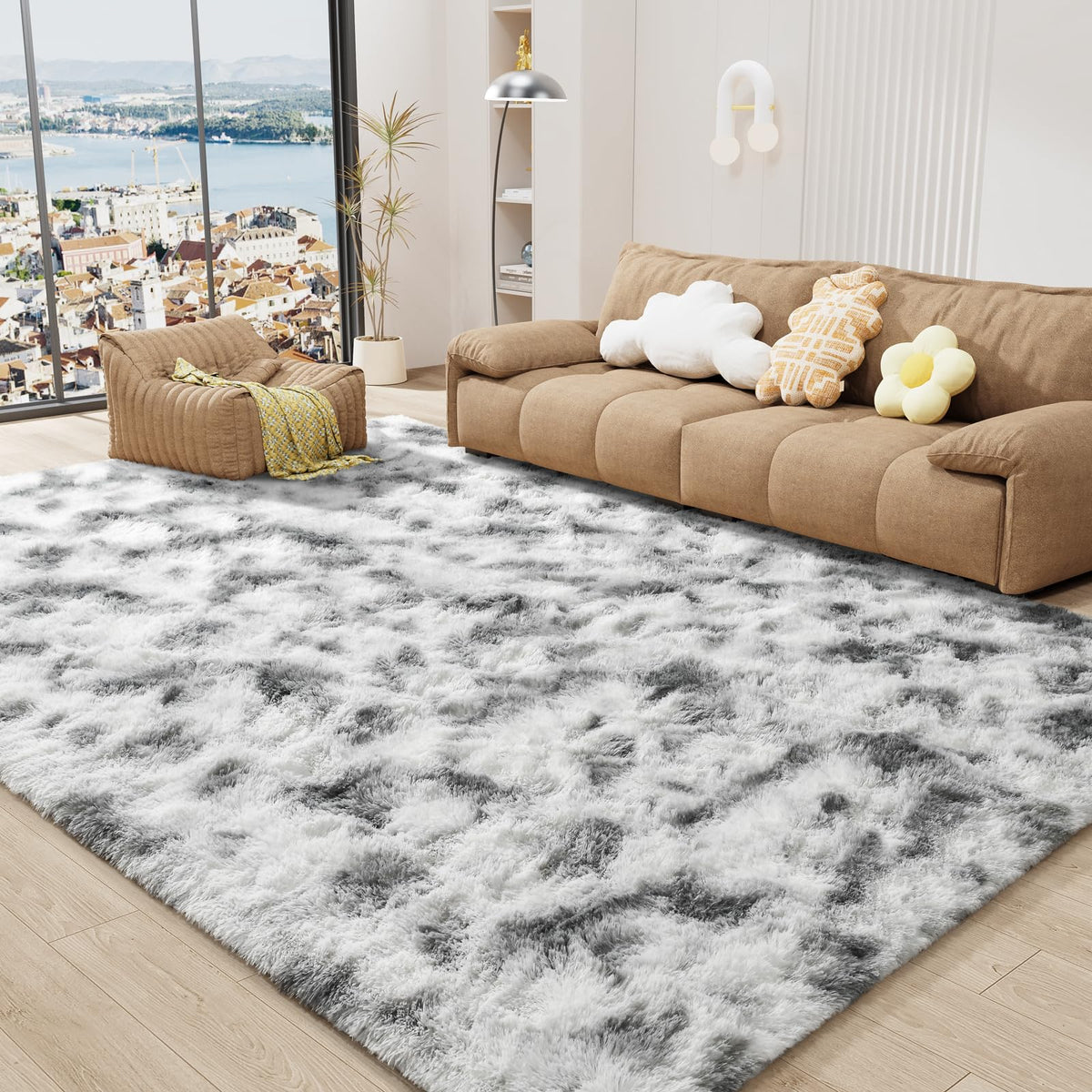 LOCHAS 4x6 Area Rugs Fluffy Living Room Carpets for Kids Bedroom, White