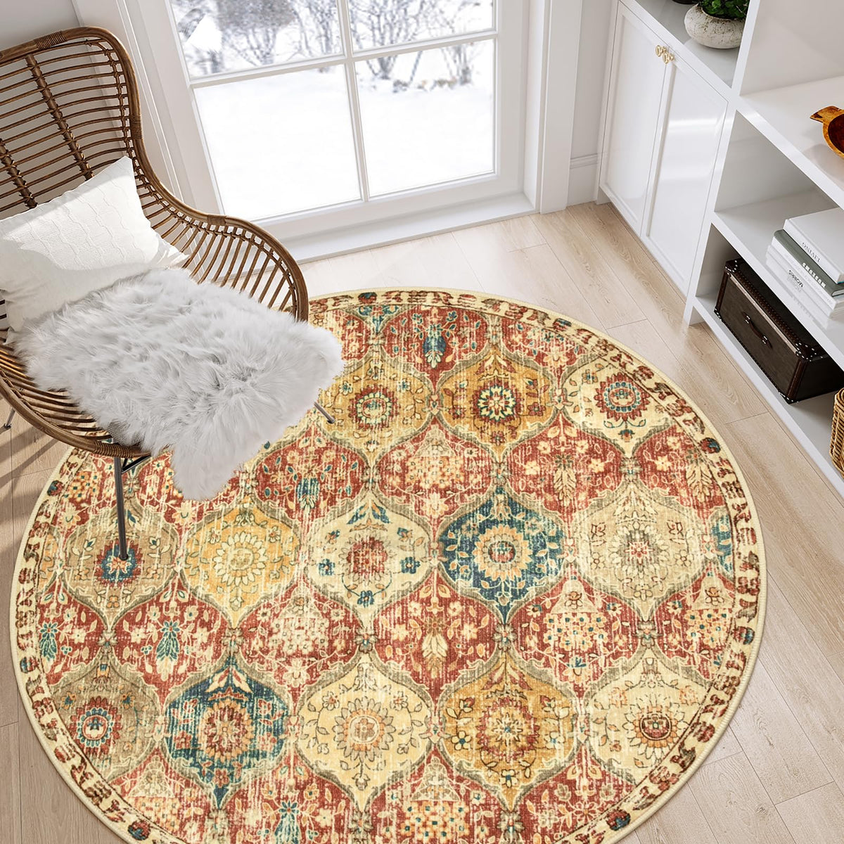 Lahome Moroccan Machine Washable Rugs for Living Room, 4x6 Rug for Bedroom