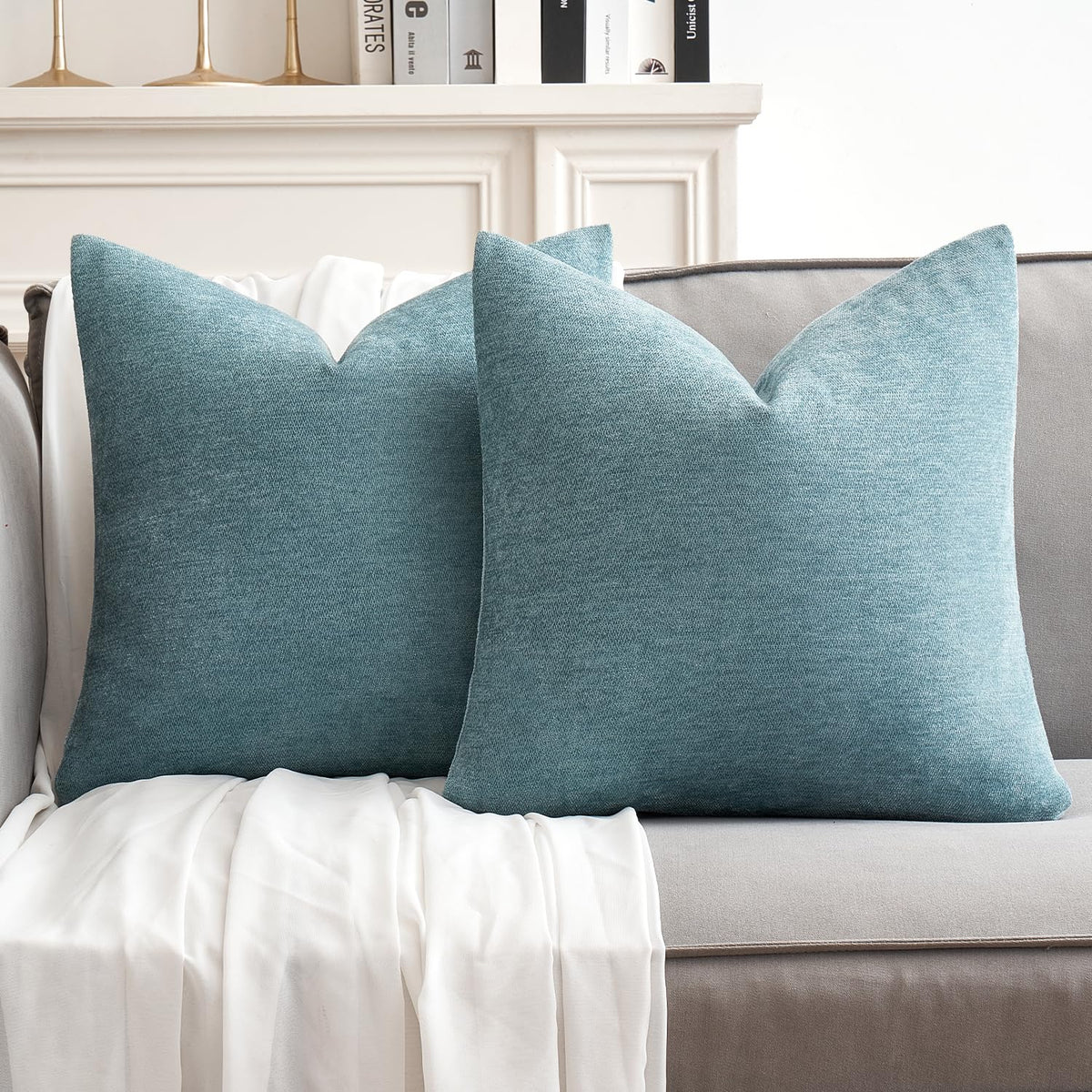 MIULEE Pack of 2 Beige Decorative Pillow Covers 18x18 Inch