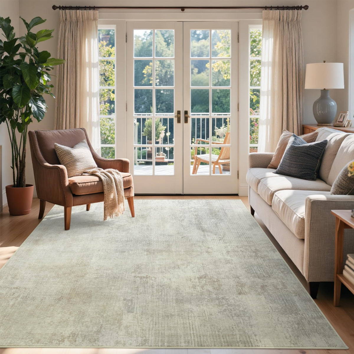 6x9 Ft Large Area Rugs for Living Room, Soft Non-Slip Washable Rugs Modern Abstract Pattern Carpet for Bedroom Indoor Floor Nursery Home Decor (Blue)
