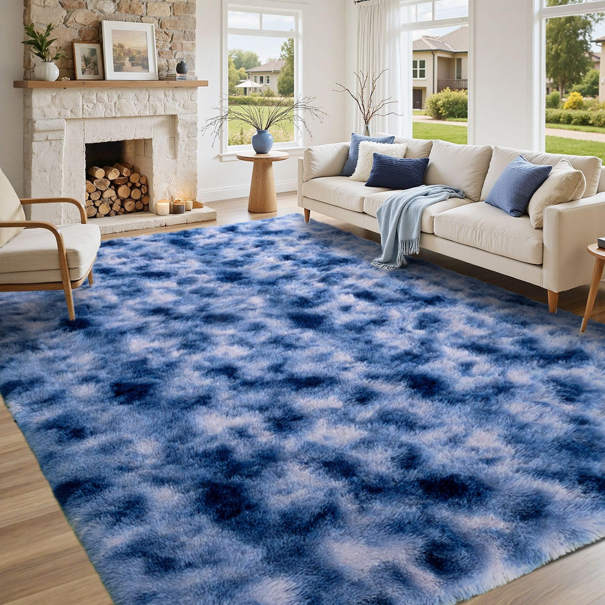 5x7 Black Area Rugs for Living Room, Large Fluffy Shag Bedroom Rugs Non-Slip, Ultra Soft Plush Carpet for Nursery Kids PlayRoom Dorm Office Indoor Modern Carpets