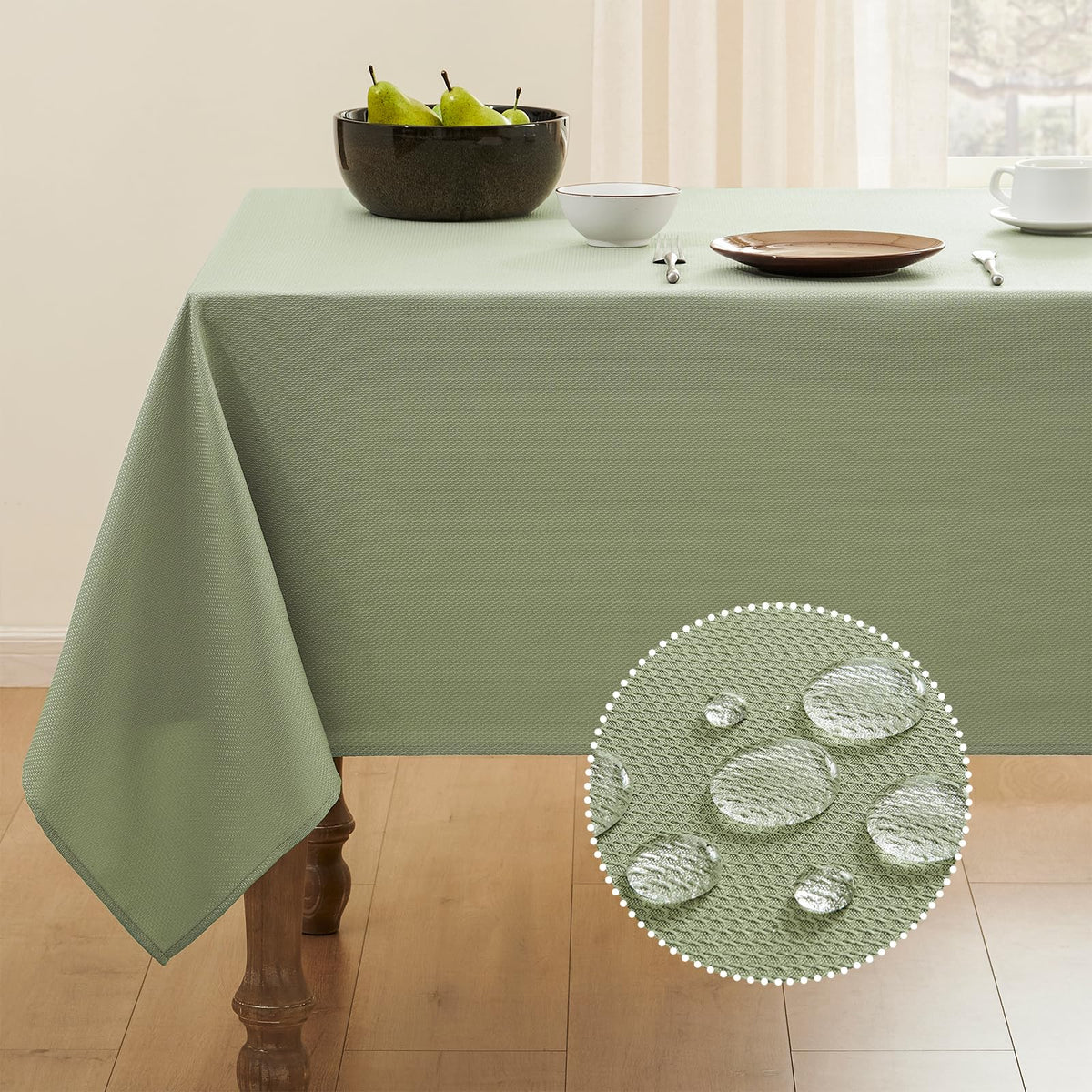 Veblandy Textured Tablecloth Rectangle Waterproof Table Cloth, Washable Table Cover Wrinkle Free Fabric Tabletop Decoration for Kitchen, Dining, Wedding, Parties, 60 x 104 Inch, Red