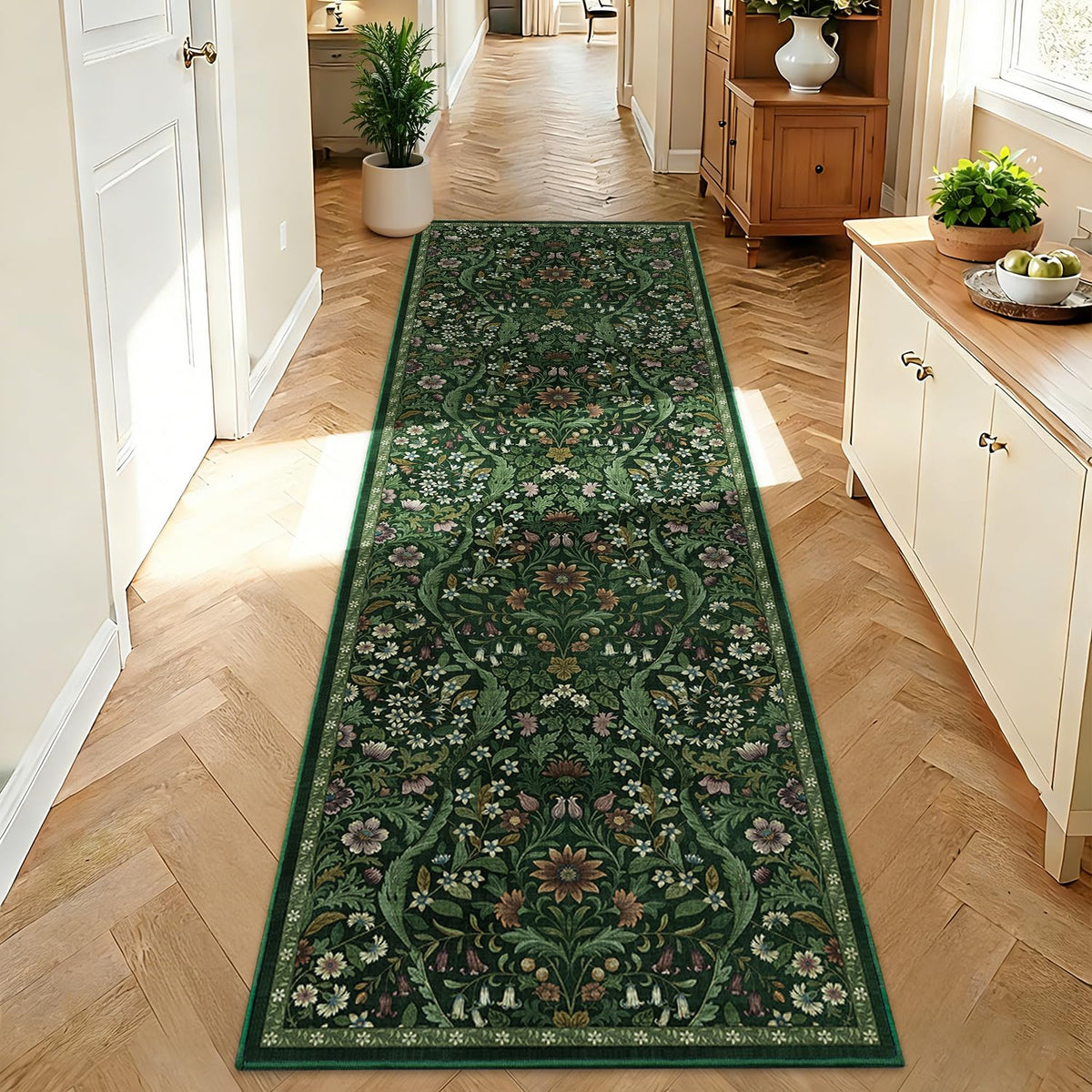 Floral Area Rug 5x7 Botanical Washable Carpet for Living Room