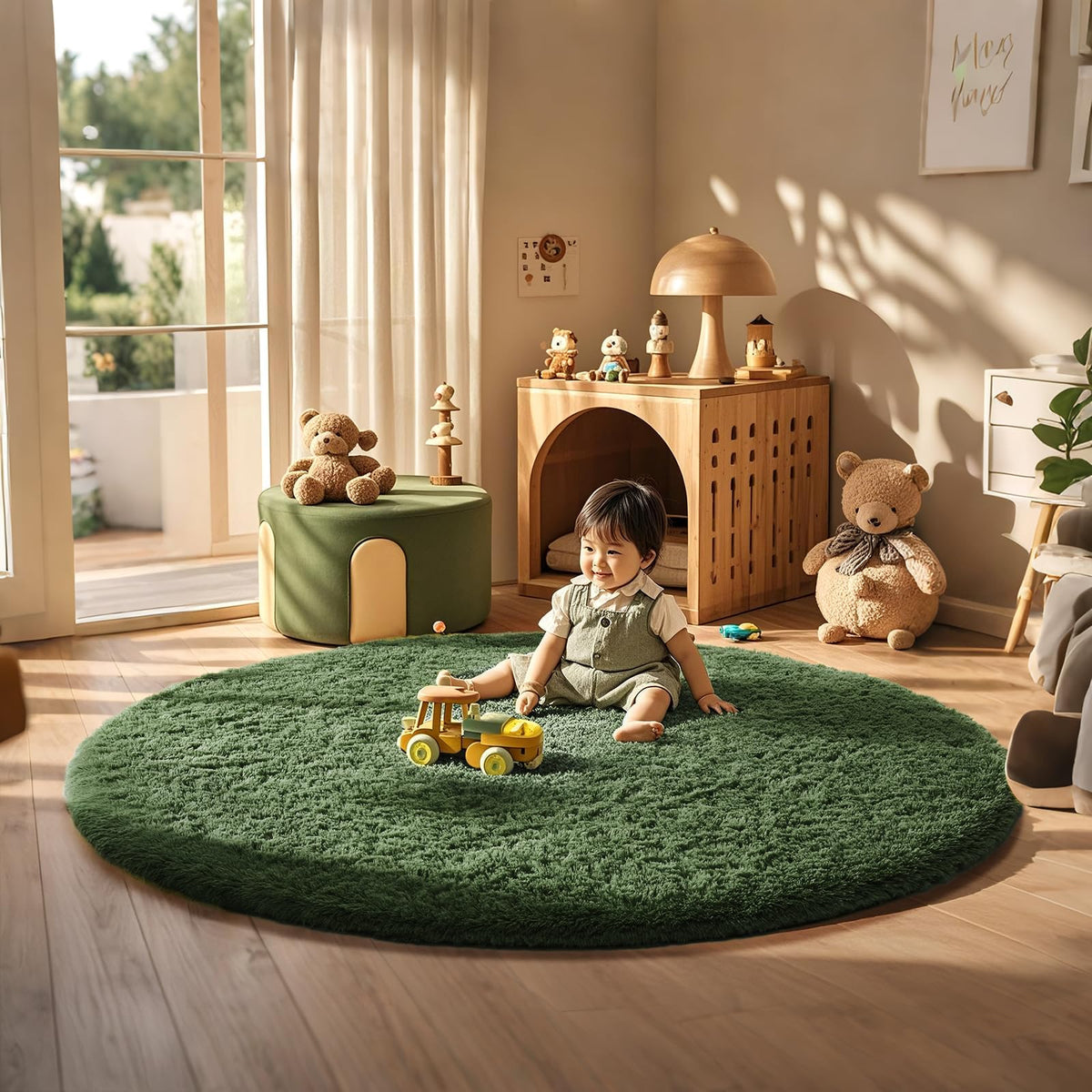 Ophanie Area Rugs for Bedroom, Christmas Upgrade Non-Slip Ivory Fluffy Soft Shag Living Room Carpet, Indoor Floor 4x6 Fuzzy Shaggy Plush Nursery Rug for Kids Dorm Decor with Over 99 pcs Pile fibers
