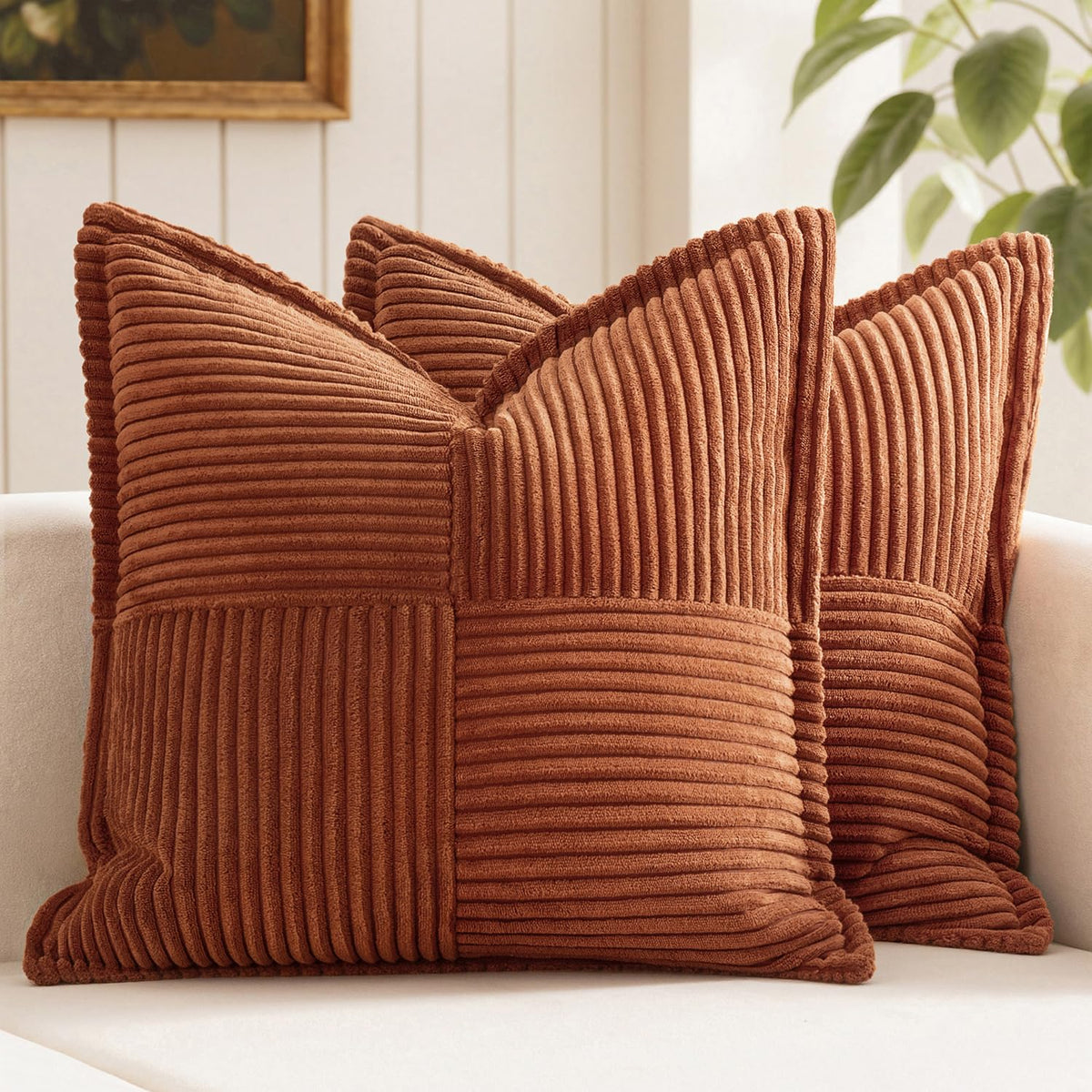 MIULEE Decorative Throw Pillow Covers for Couch 18x18 Inch Beige 2 Pack
