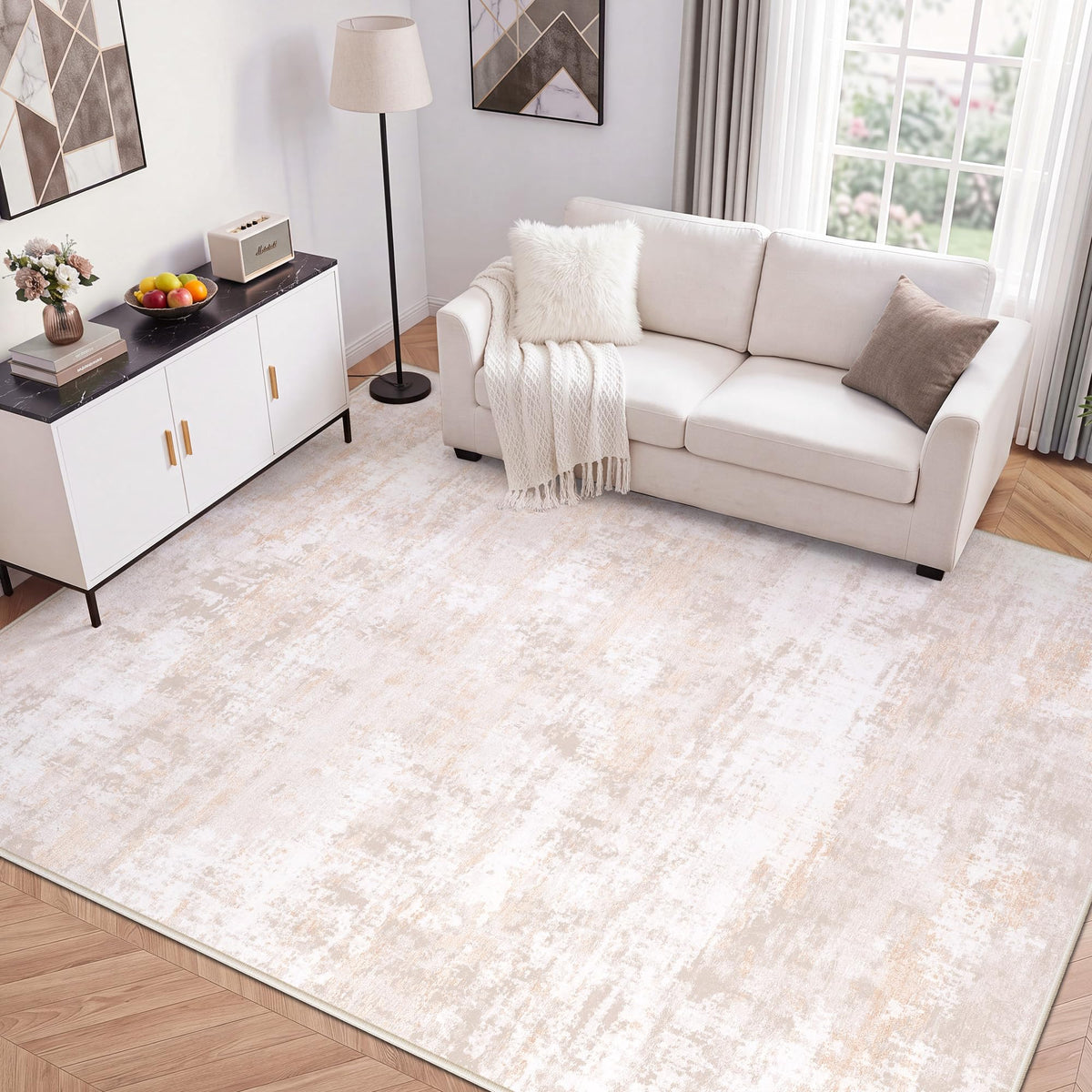 LIVELYGLOW 5x7 Washable Vintage Area Rug, Bedroom Dorm Rug