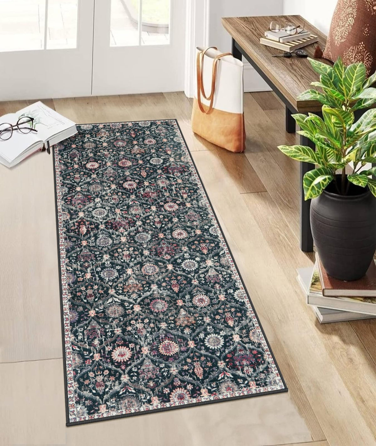 Lahome Moroccan Machine Washable Rugs for Living Room, 4x6 Rug for Bedroom