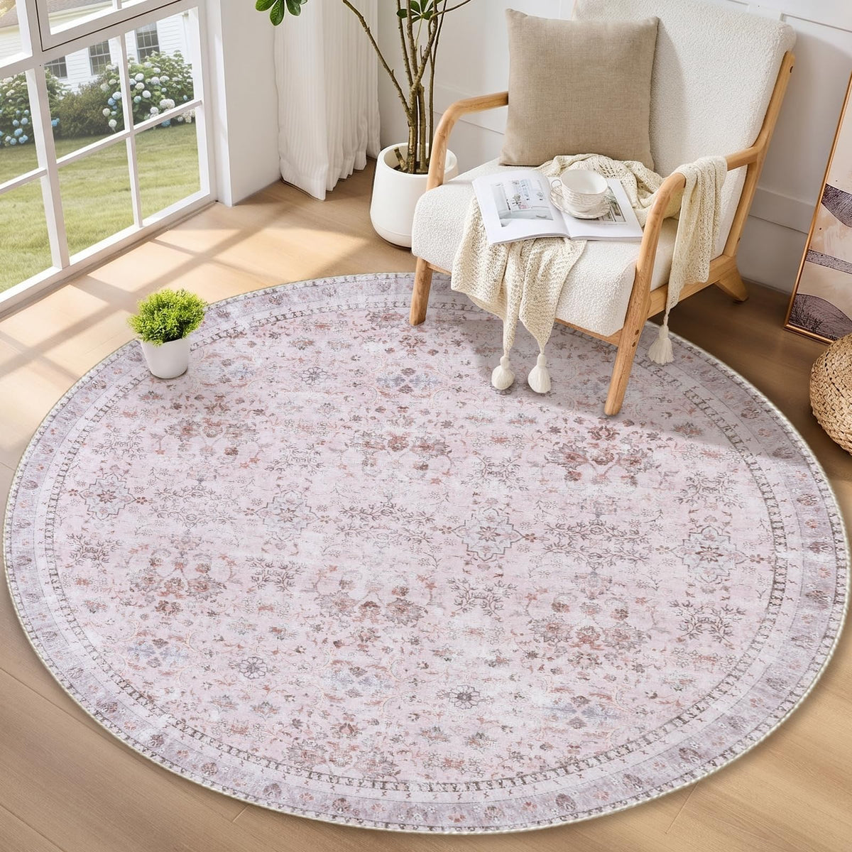 Sasttie 4x6 Area Rugs, Ultra-Soft Washable Rug for Living Room, Beige