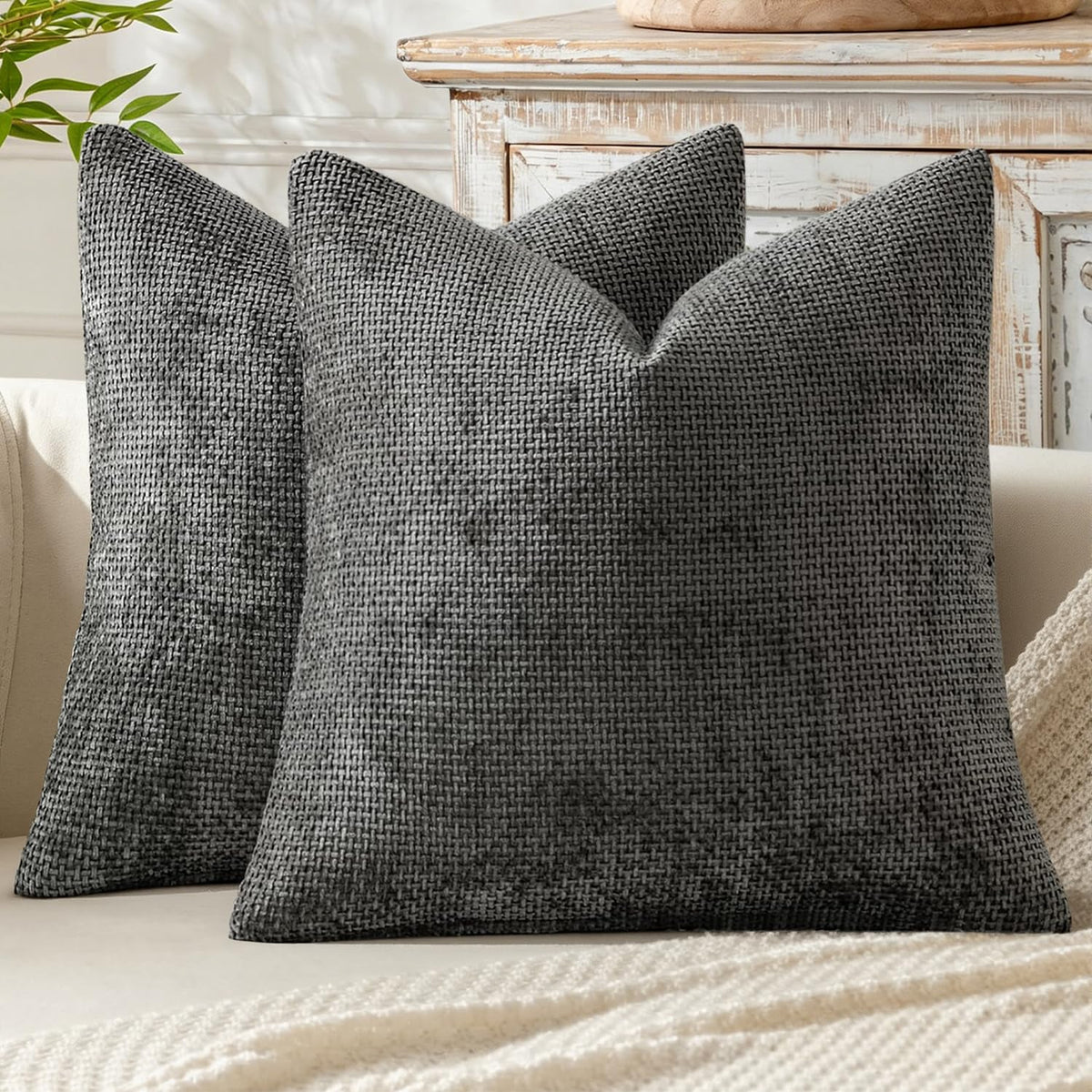 MIULEE Decorative Couch Throw Pillow Covers 18x18 Inch Coastal Blue 2 Pack