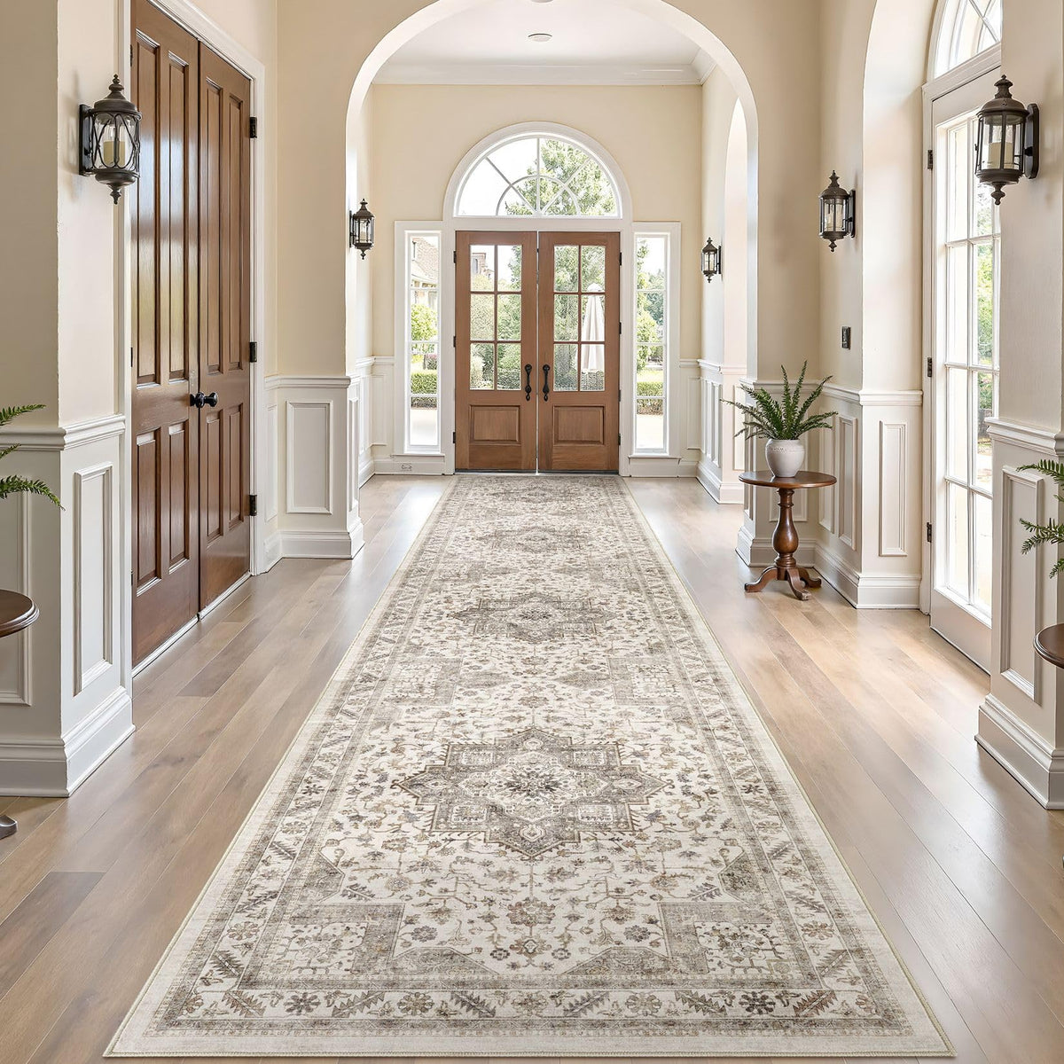 cotiled 5x7 Area Rug for Living Room, Washable, Traditional, Beige