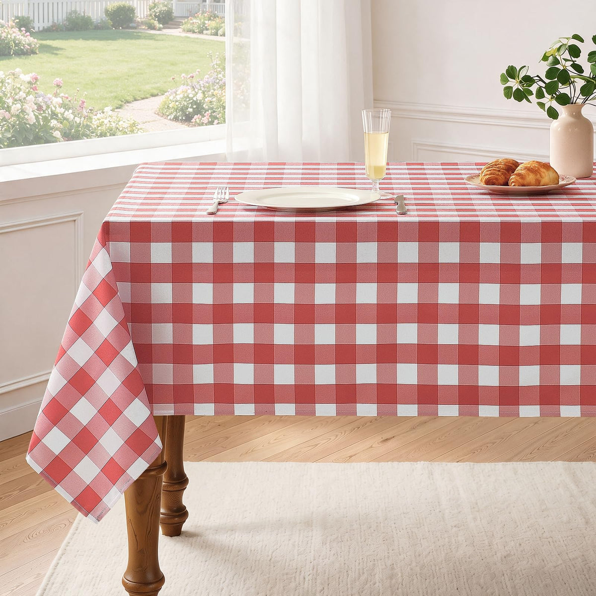 Veblandy Checkered Tablecloth Rectangle Waterproof Gingham Table Cloth Washable Buffalo Plaid Table Cover Wrinkle Free for Kitchen, Dining and Outdoor Picnic, 60 x 120 Inch, Sage Green and White