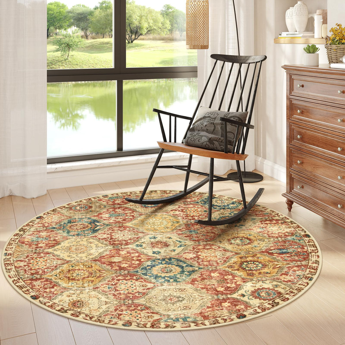 Lahome Moroccan Machine Washable Rugs for Living Room, 4x6 Rug for Bedroom