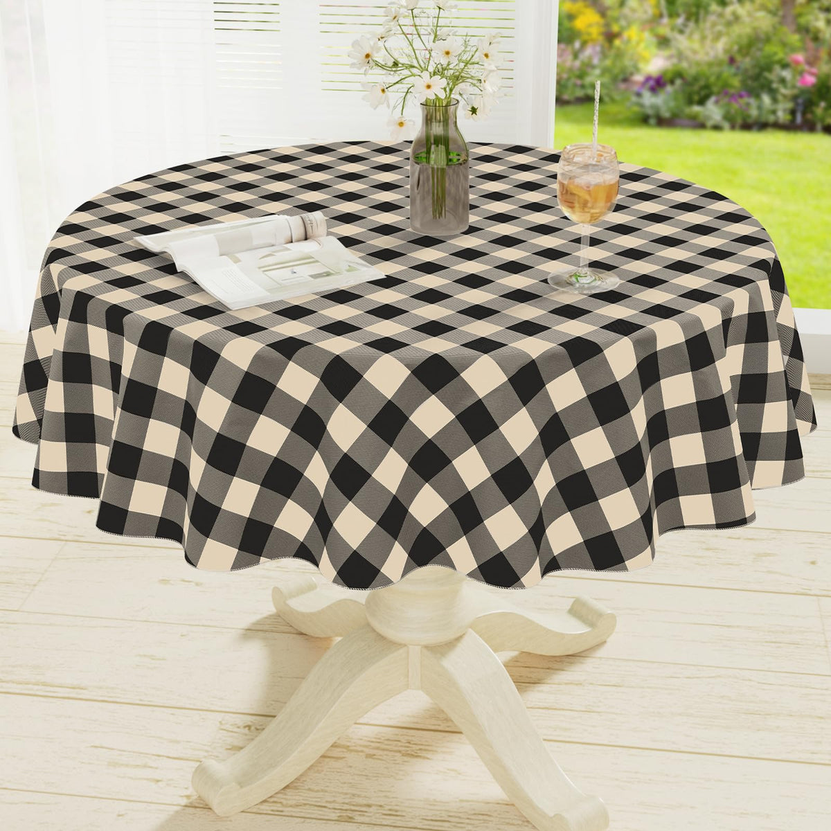 misaya Rectangular Waterproof Vinyl Table Cloth, Flannel Backed Tablecloth