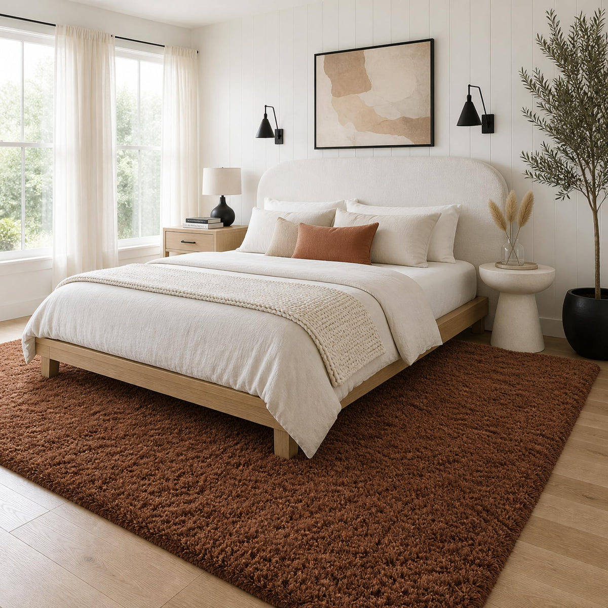 Ophanie Area Rugs for Bedroom, Christmas Upgrade Non-Slip Ivory Fluffy Soft Shag Living Room Carpet, Indoor Floor 4x6 Fuzzy Shaggy Plush Nursery Rug for Kids Dorm Decor with Over 99 pcs Pile fibers