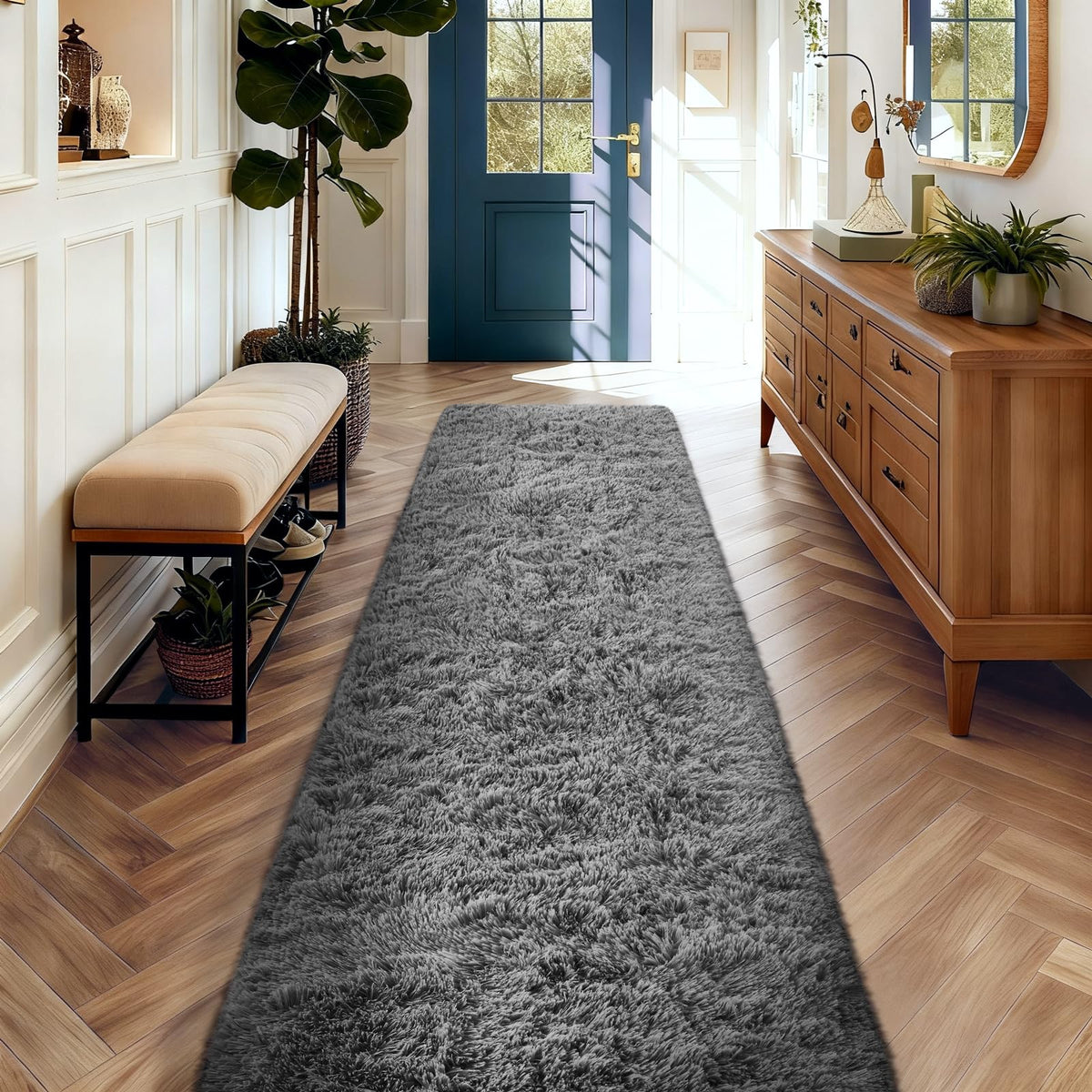 Ophanie Area Rugs for Bedroom, Christmas Upgrade Non-Slip Ivory Fluffy Soft Shag Living Room Carpet, Indoor Floor 4x6 Fuzzy Shaggy Plush Nursery Rug for Kids Dorm Decor with Over 99 pcs Pile fibers