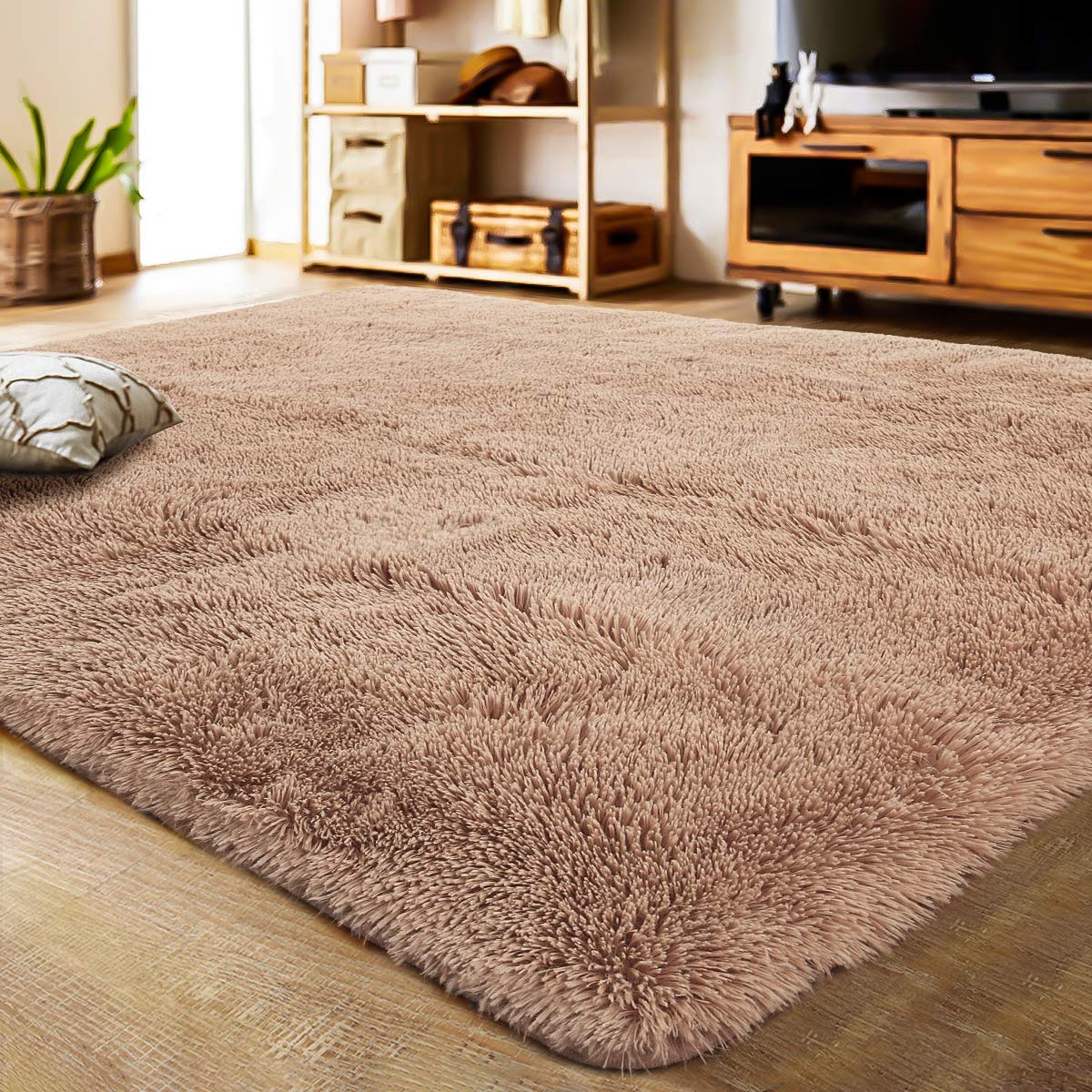 LOCHAS 4x6 Area Rugs Fluffy Living Room Carpets for Kids Bedroom, White