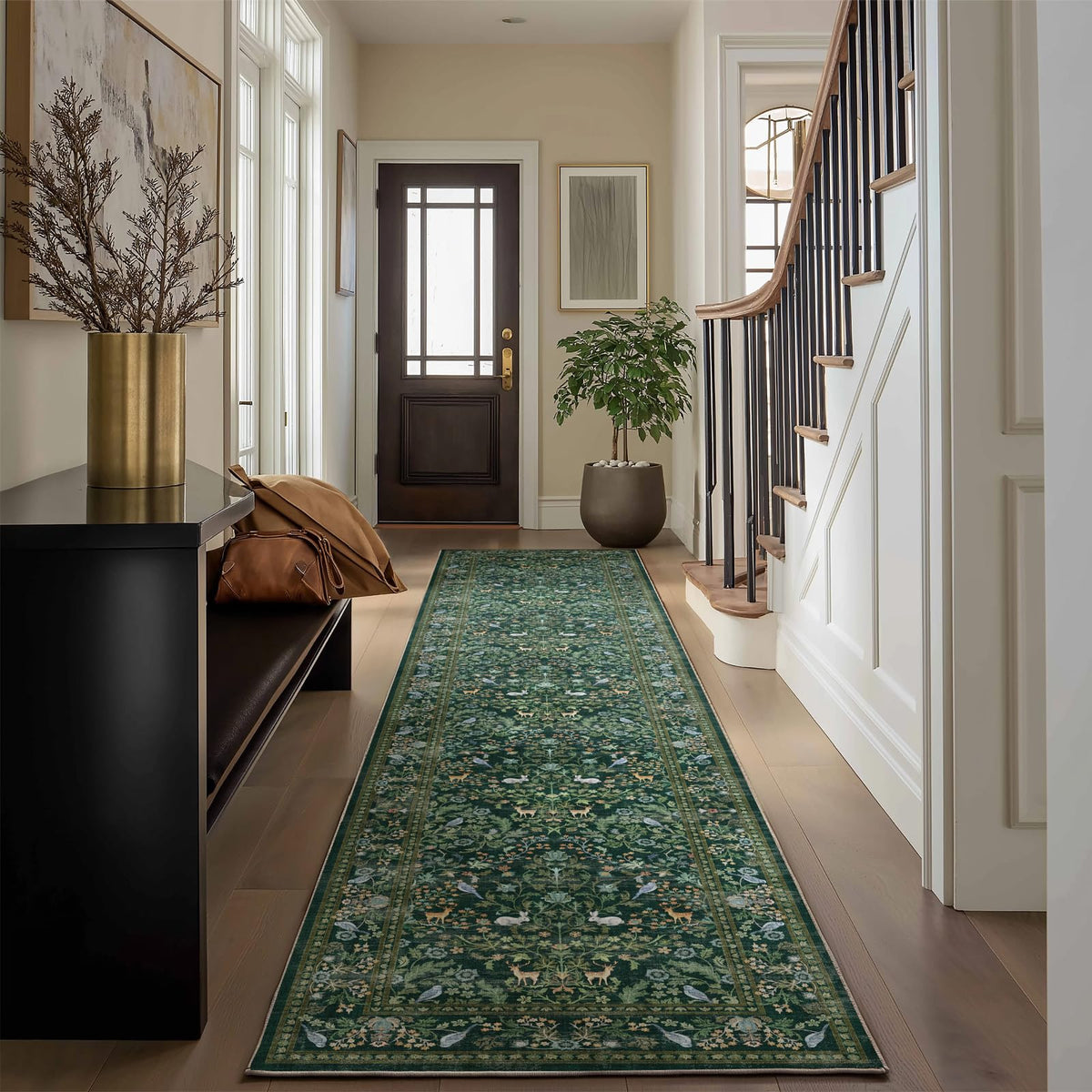 Washable Area Rugs for Living Room: 9x12 Area Rug for Bedroom Vintage Stain Resistant Non Slip Low Pile Lightweight Soft Carpet for Kitchen Dining Room Farmhouse Kids Room Nursery