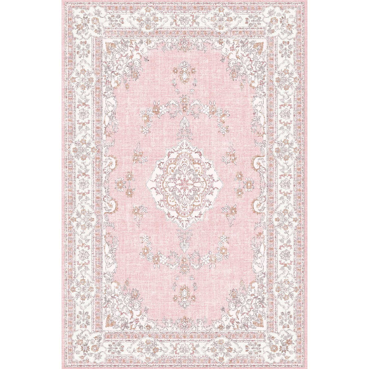 Soft Pink Rug for Girls Room: 5x8 Vintage Washable Carpet Bedroom Nursery