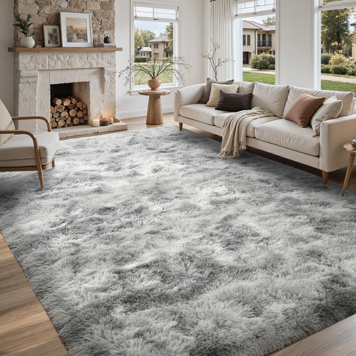 5x7 Black Area Rugs for Living Room, Large Fluffy Shag Bedroom Rugs Non-Slip, Ultra Soft Plush Carpet for Nursery Kids PlayRoom Dorm Office Indoor Modern Carpets