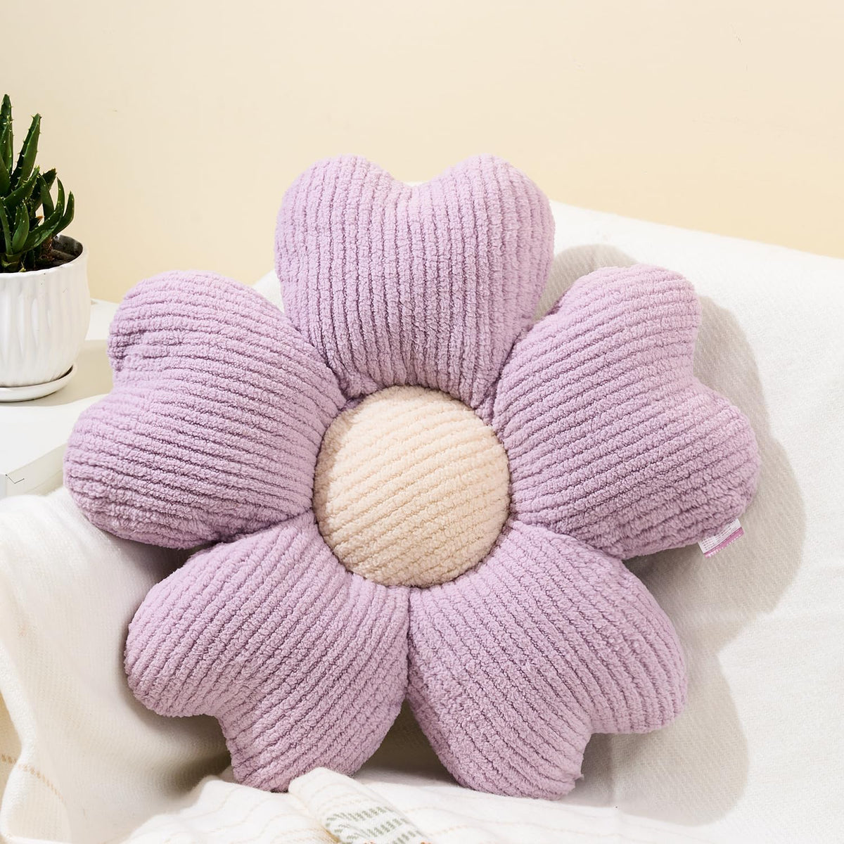 Sioloc Yellow Flower Pillow, Decorative Throw Pillow for Bed, Cute Daisy Flower Shaped Floor Cushion for Pet, Couch & Room Decor (15.7 Inch)