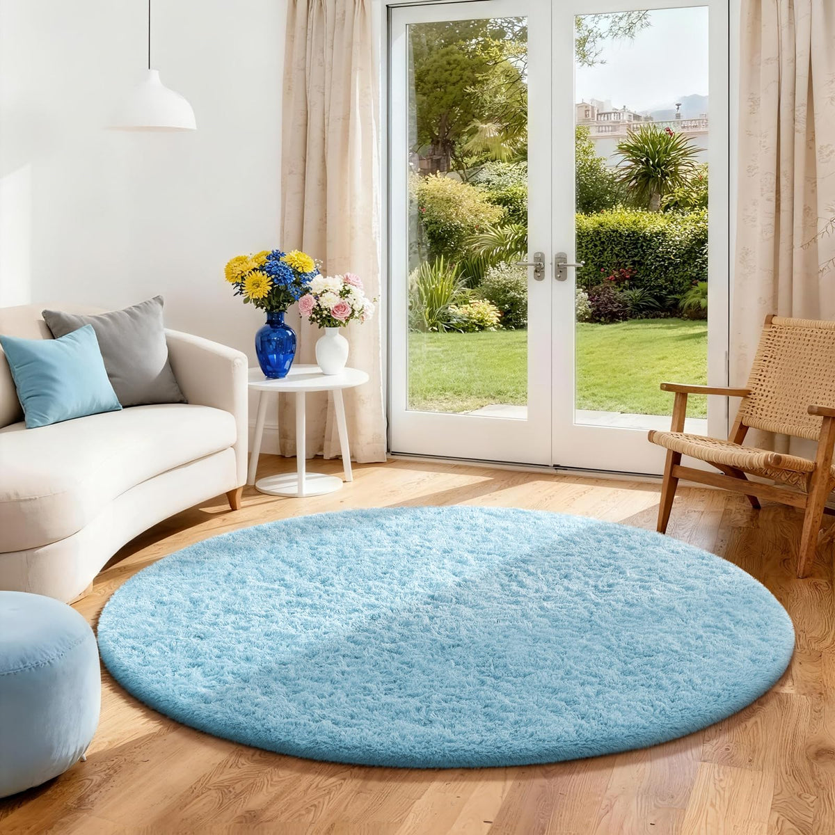 Ophanie Area Rugs for Bedroom, Christmas Upgrade Non-Slip Ivory Fluffy Soft Shag Living Room Carpet, Indoor Floor 4x6 Fuzzy Shaggy Plush Nursery Rug for Kids Dorm Decor with Over 99 pcs Pile fibers