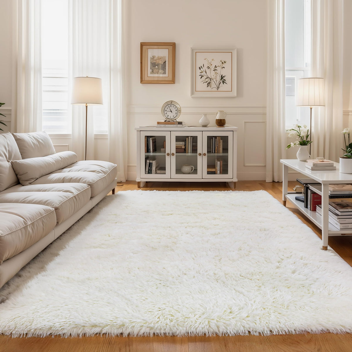 Pink Fluffy 4x6 Area Rugs for Bedroom Girls, Plush Washable Carpet