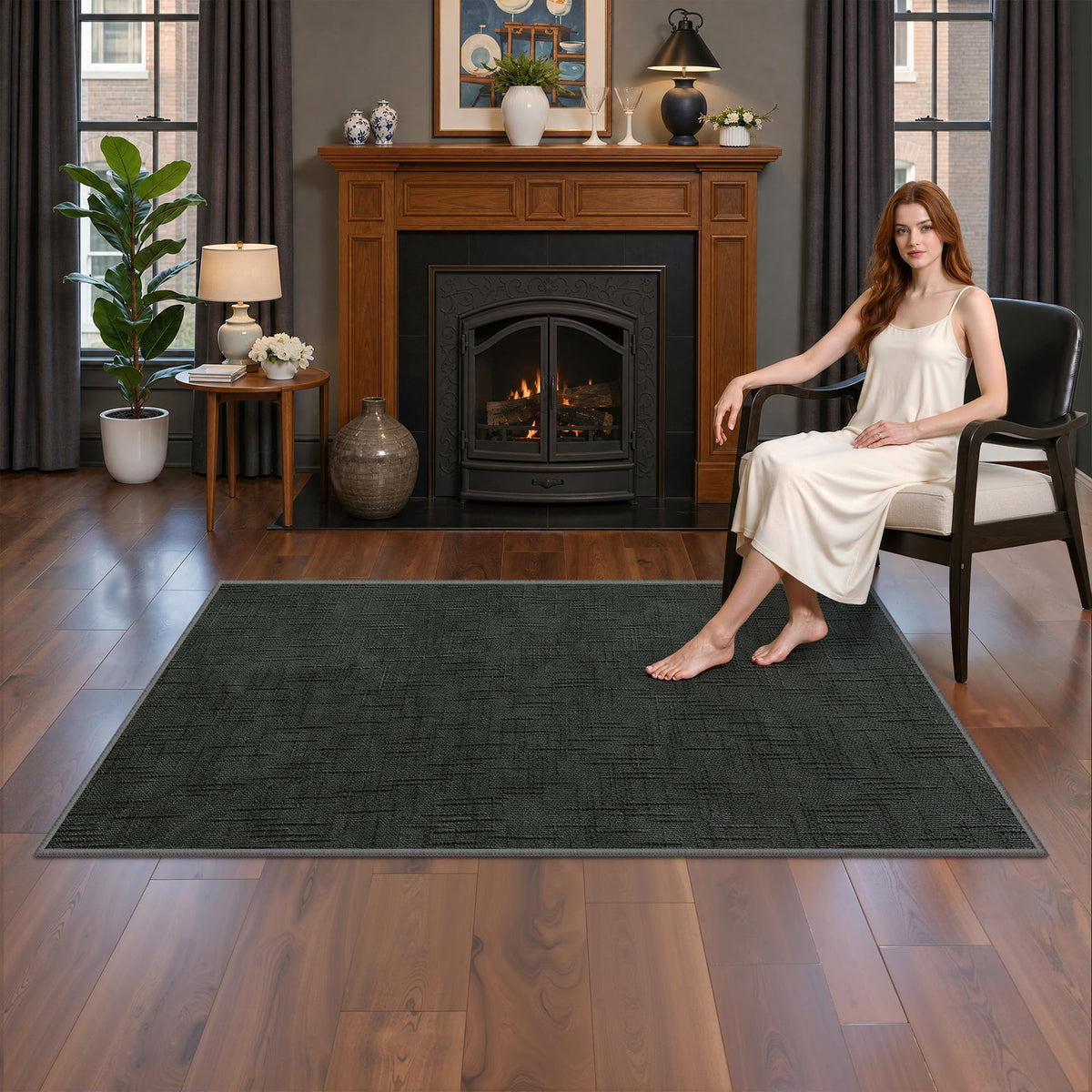 Valenrug Washable Rugs 5x7, Non Slip Large Area Rugs for Living Room, Beige