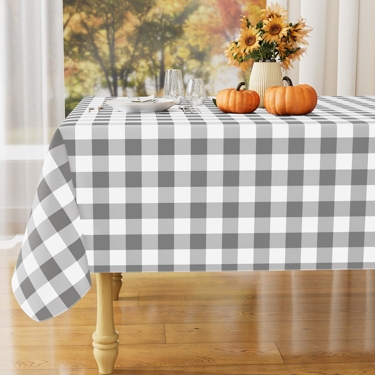 misaya Rectangular Waterproof Vinyl Table Cloth, Flannel Backed Tablecloth