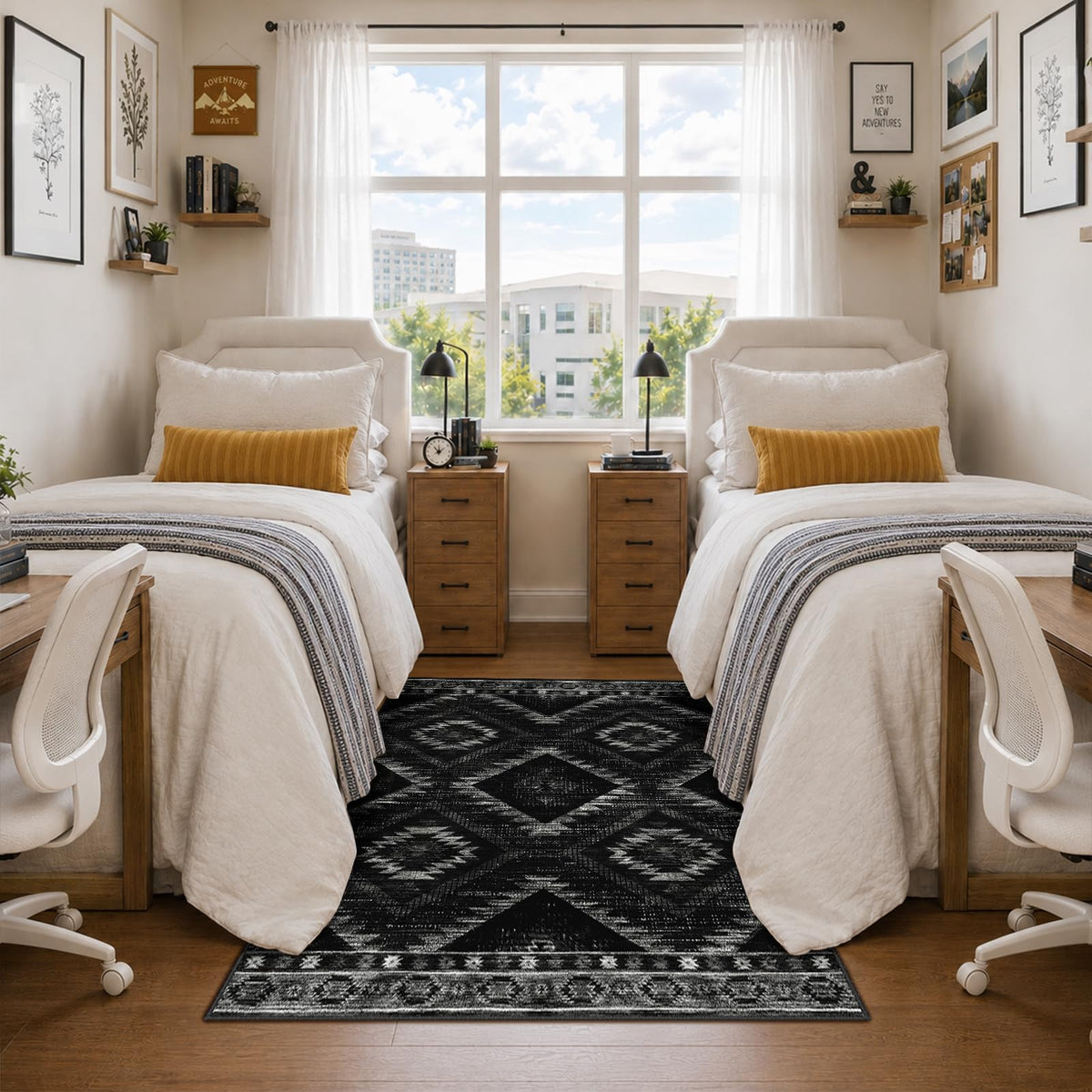 BESTSWEETIE 5'x7' Washable Area Rug for Living Room Bedroom Black