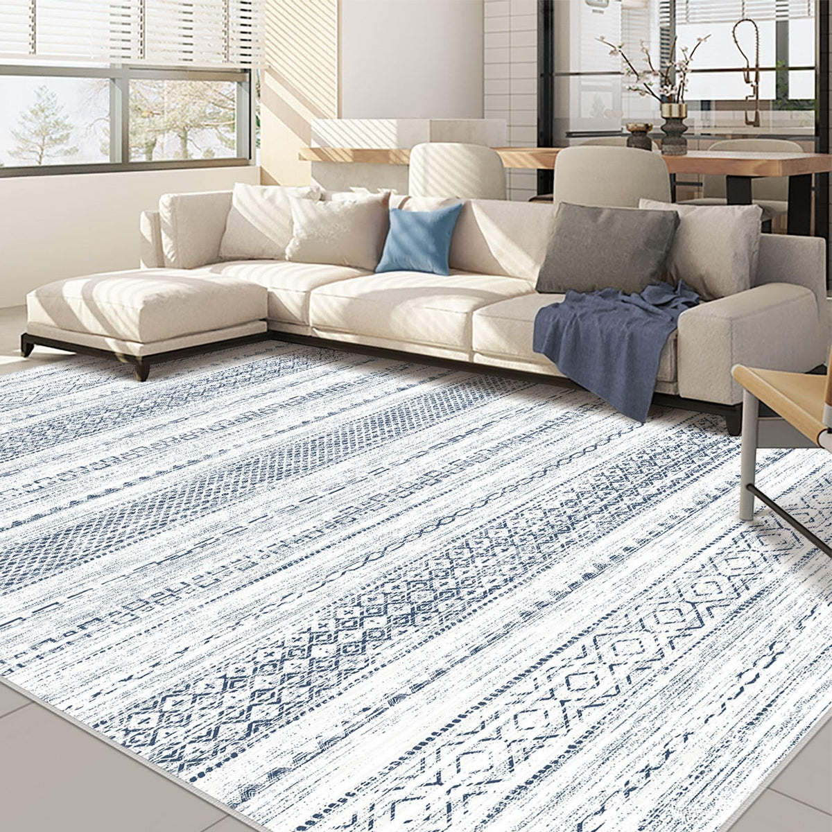Nakagishi Boho 5x7 Area Rug Living Room Rugs Machine Washable Beige/Brown