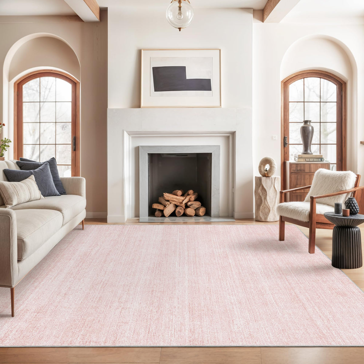 Valenrug Washable Rugs 5x7, Non Slip Large Area Rugs for Living Room, Beige