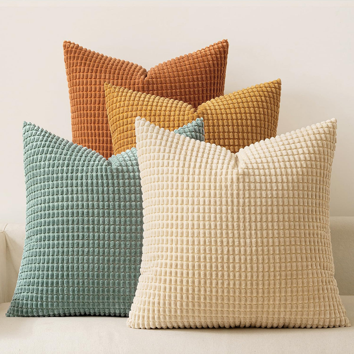MIULEE Decorative Throw Pillow Covers 18x18 Inch Set of 4 Coastal Blue