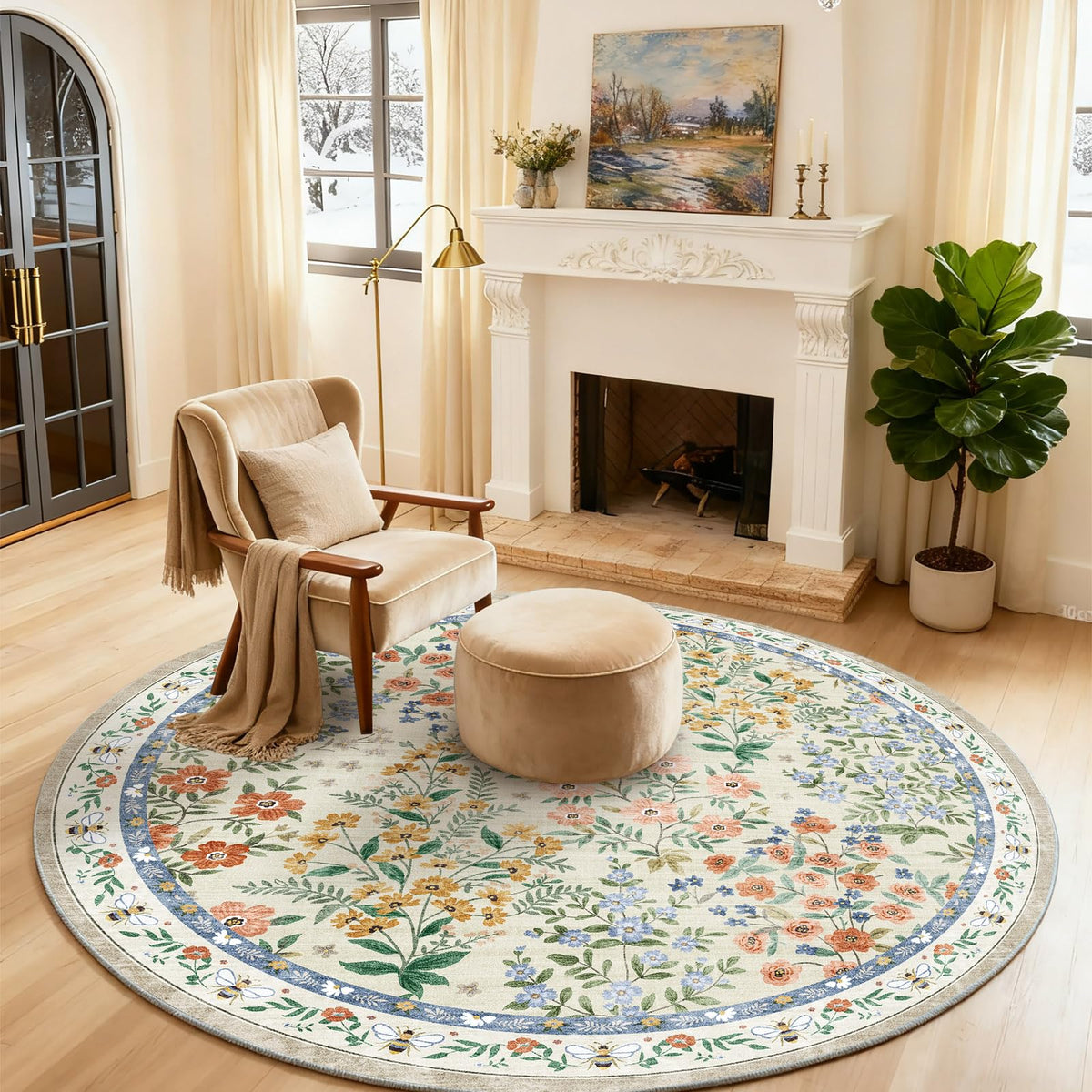 Washable Area Rugs for Living Room: 9x12 Area Rug for Bedroom Vintage Stain Resistant Non Slip Low Pile Lightweight Soft Carpet for Kitchen Dining Room Farmhouse Kids Room Nursery