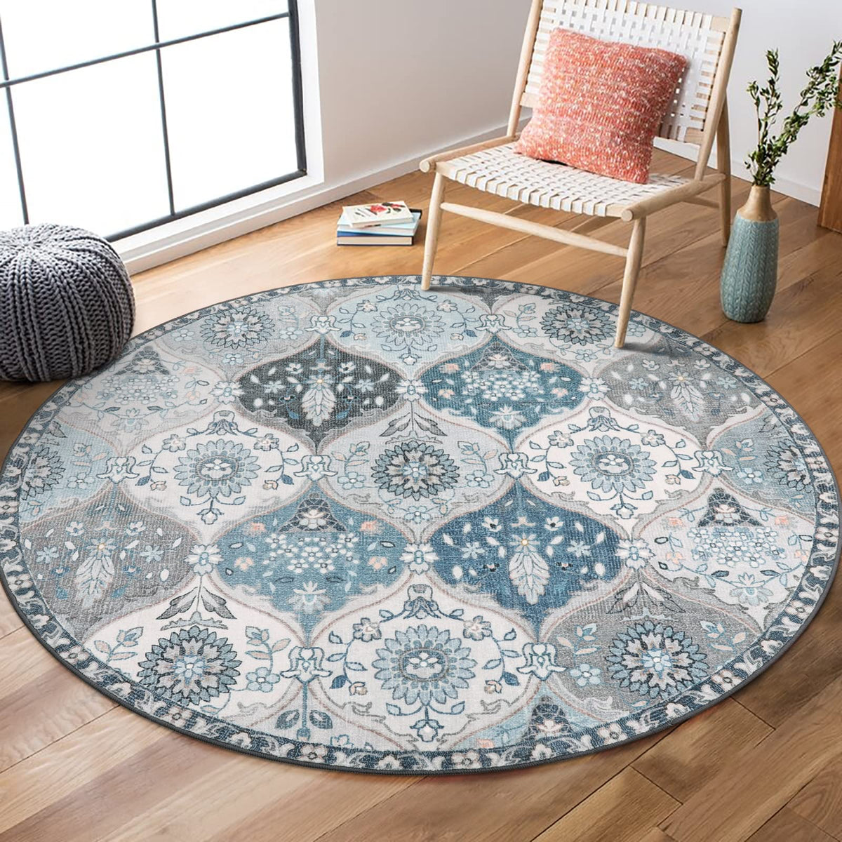 Lahome Moroccan Machine Washable Rugs for Living Room, 4x6 Rug for Bedroom