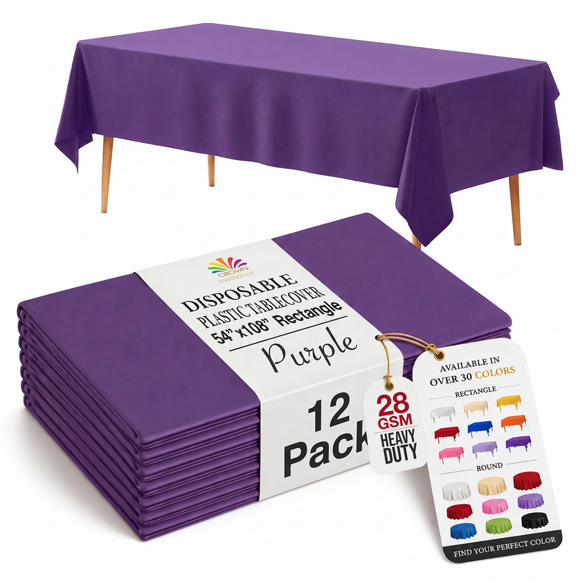 Exquisite 12-Pack Premium Plastic Tablecloth 12-Pack Premium Plastic Tablecloth 84in. Round Table Cover - Emerald Green