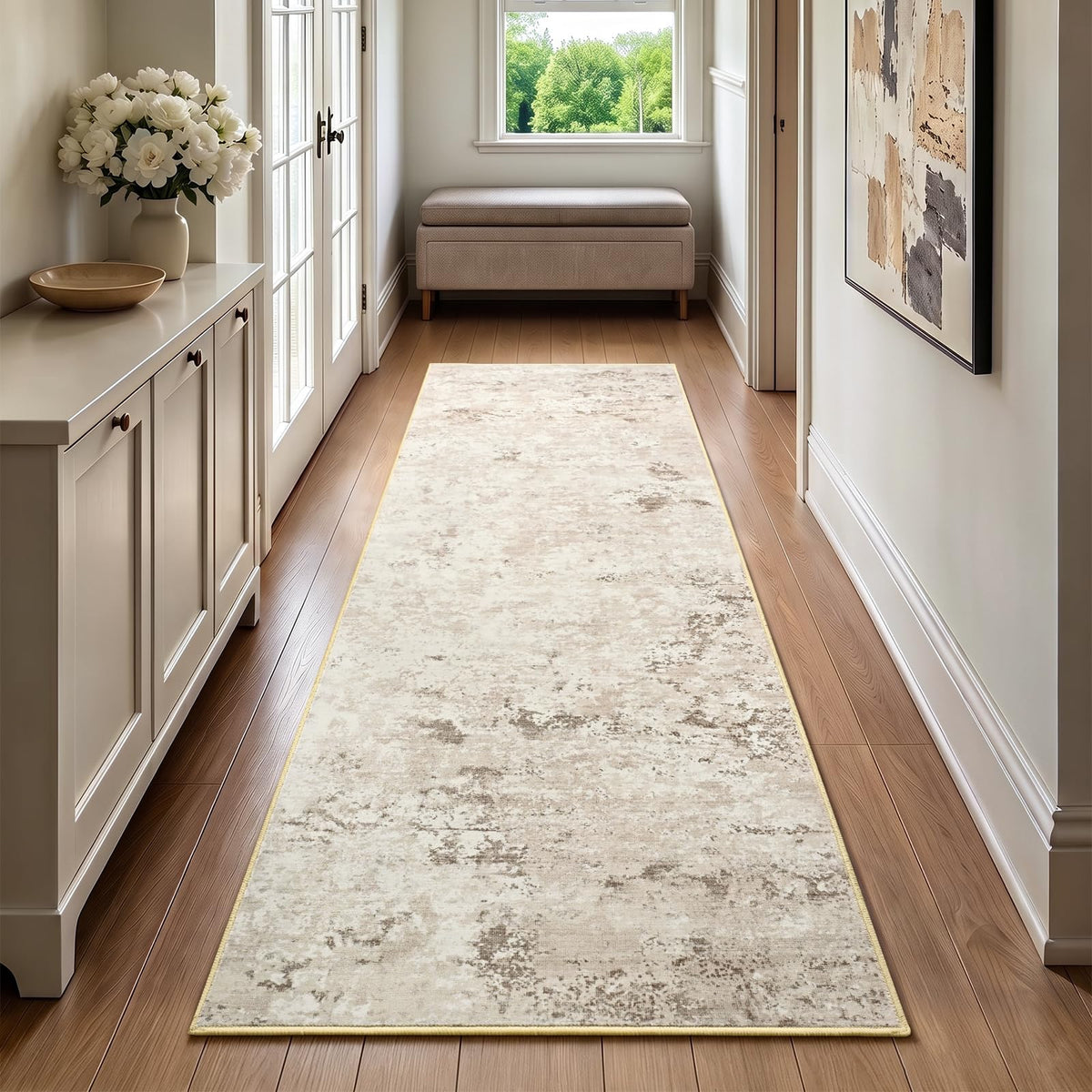 Toneed 4'x6' Washable Area Rugs for Bedroom Living Room, 48"x72" Grey