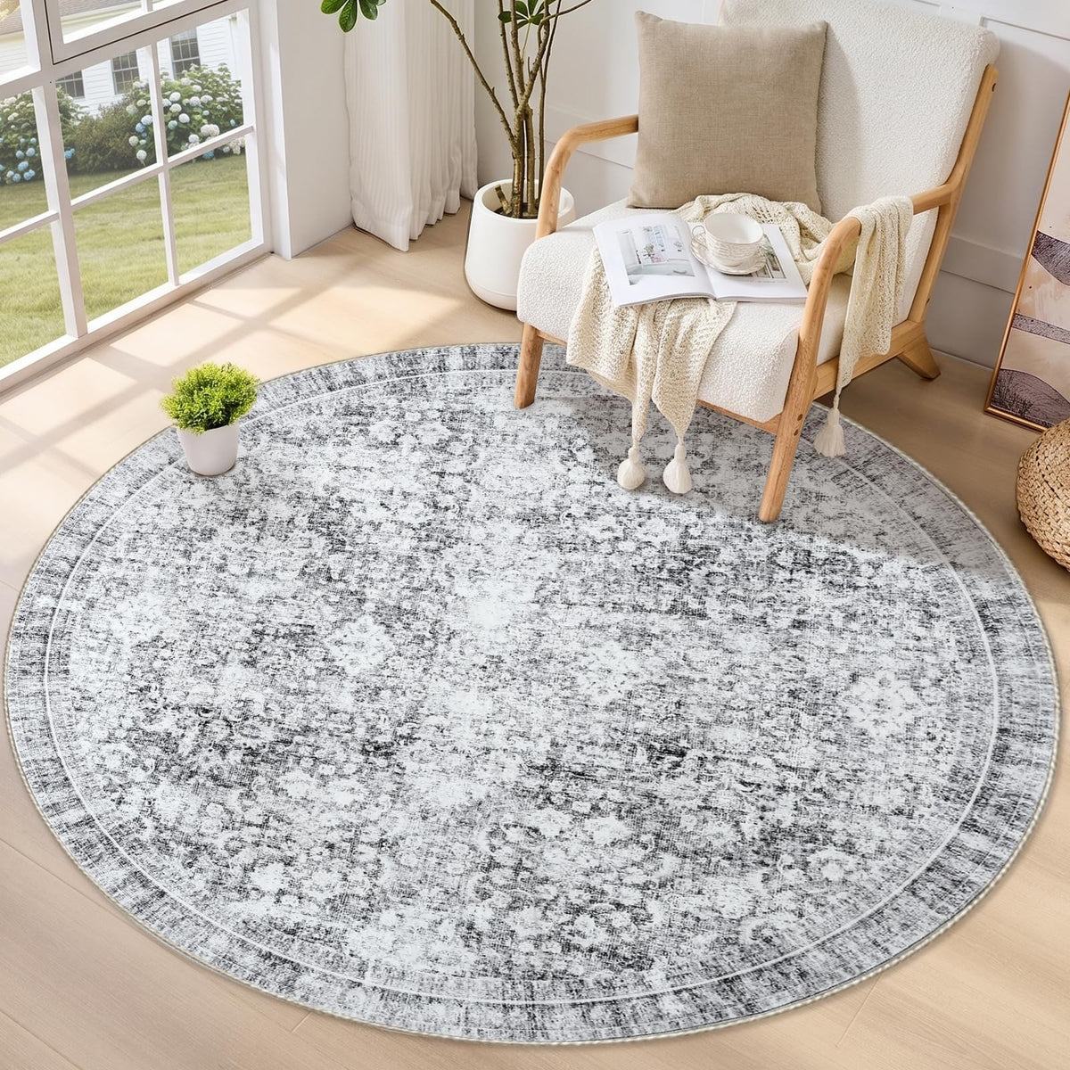 Sasttie 4x6 Area Rugs, Ultra-Soft Washable Rug for Living Room, Beige