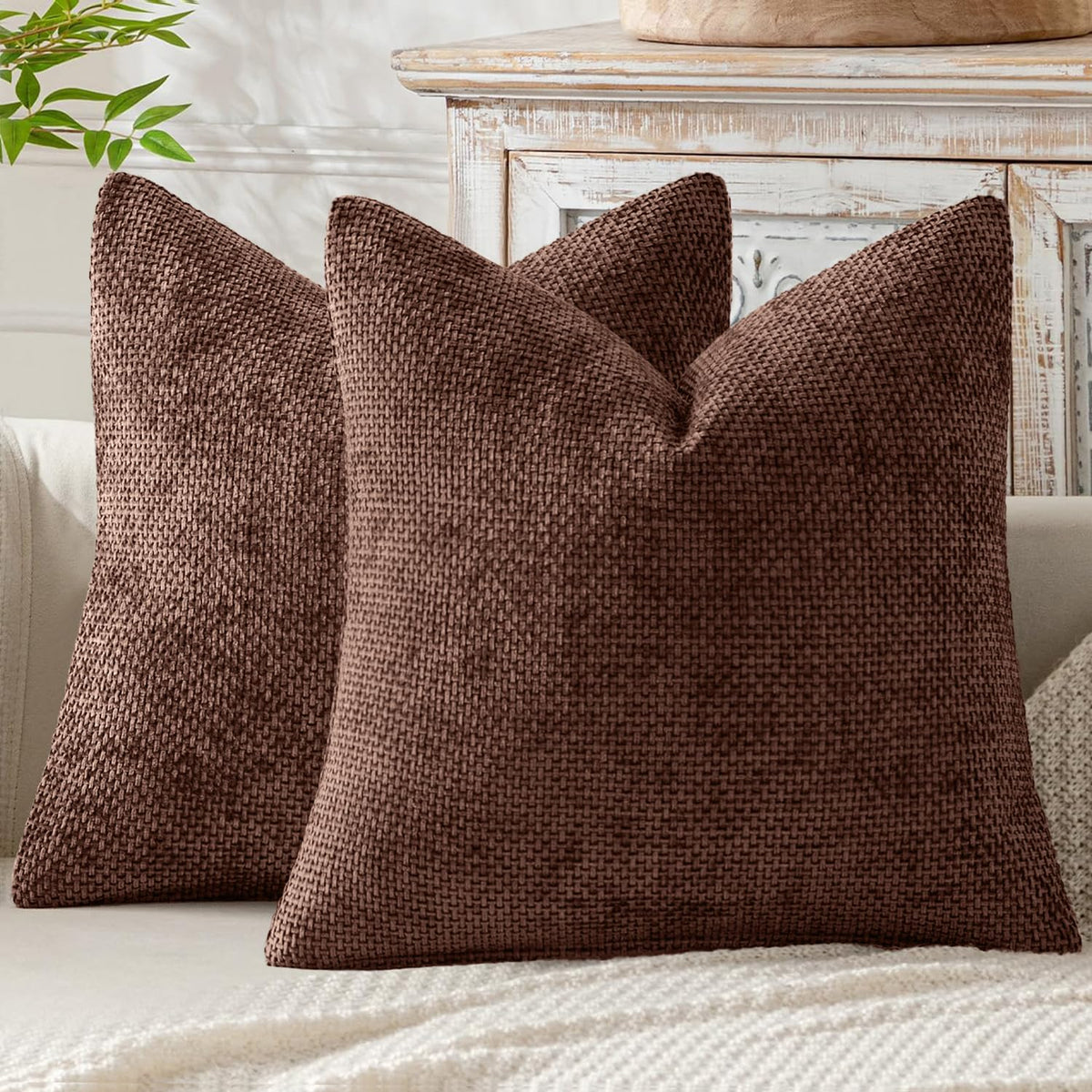 MIULEE Decorative Couch Throw Pillow Covers 18x18 Inch Coastal Blue 2 Pack