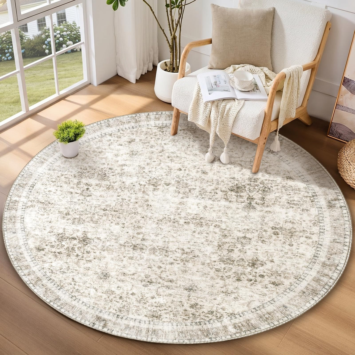 Sasttie 4x6 Area Rugs, Ultra-Soft Washable Rug for Living Room, Beige