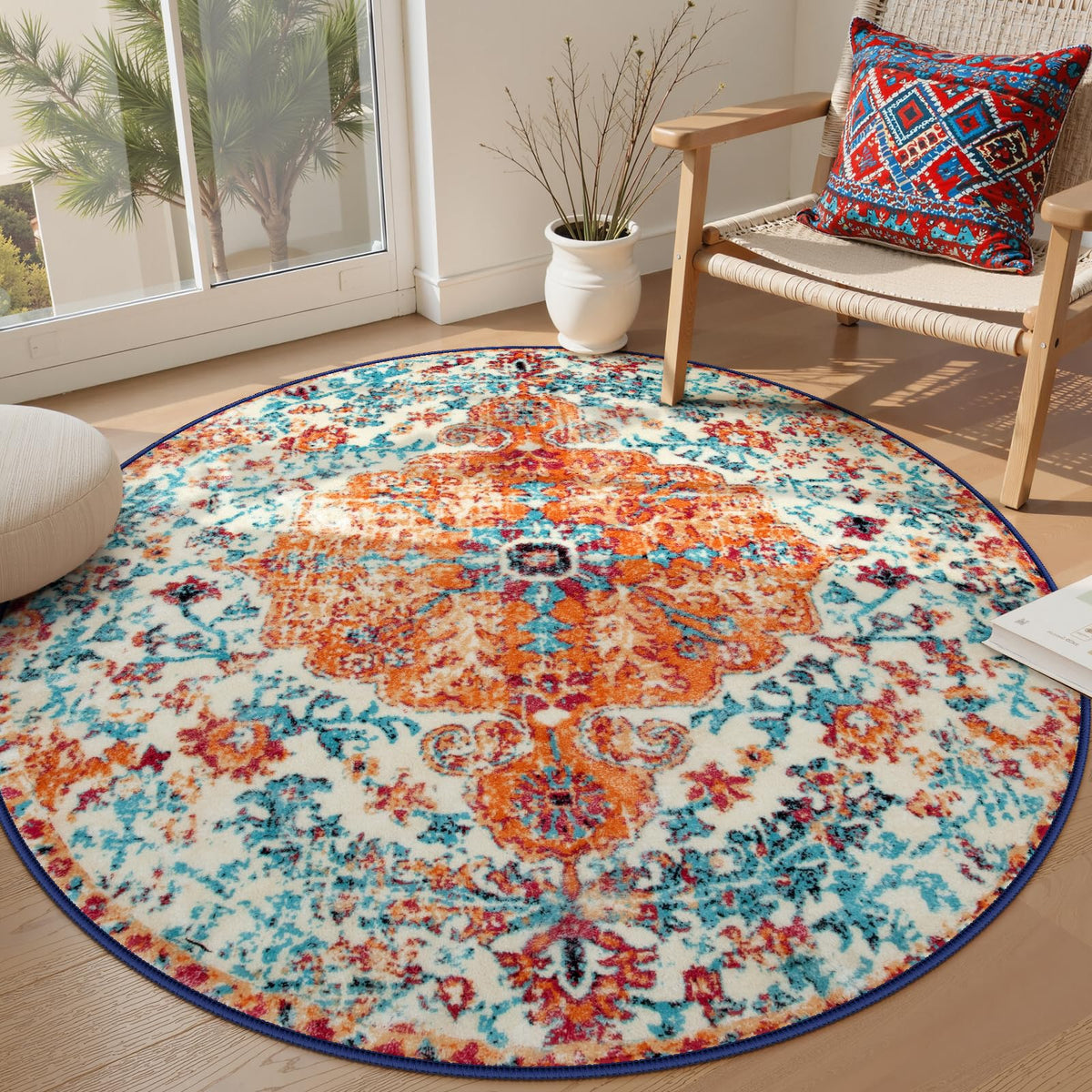 Lahome Felice Boho Tribal 2x3 Washable Small Rugs for Entryway Doormat Indoor Entrance, Throw Rugs with Rubber Backing, Bohemian Soft Non-Slip Bathroom Carpet for Bath Front Door Kitchen Floor