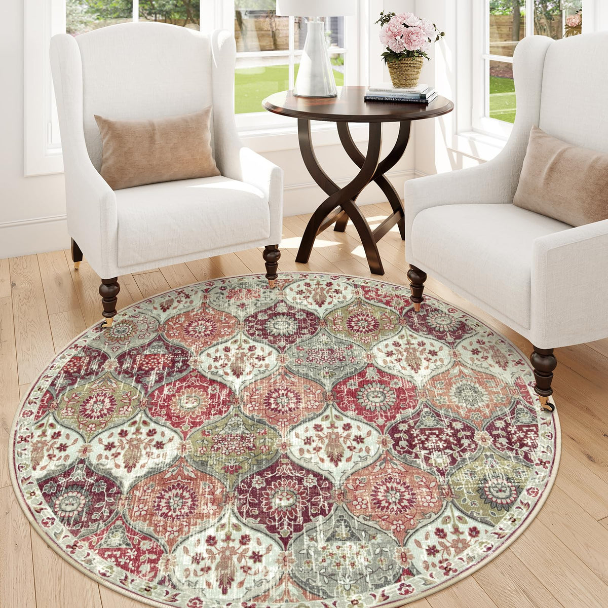 Lahome Moroccan Machine Washable Rugs for Living Room, 4x6 Rug for Bedroom