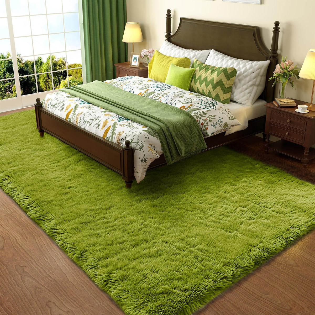Ophanie Area Rugs for Bedroom, Christmas Upgrade Non-Slip Ivory Fluffy Soft Shag Living Room Carpet, Indoor Floor 4x6 Fuzzy Shaggy Plush Nursery Rug for Kids Dorm Decor with Over 99 pcs Pile fibers