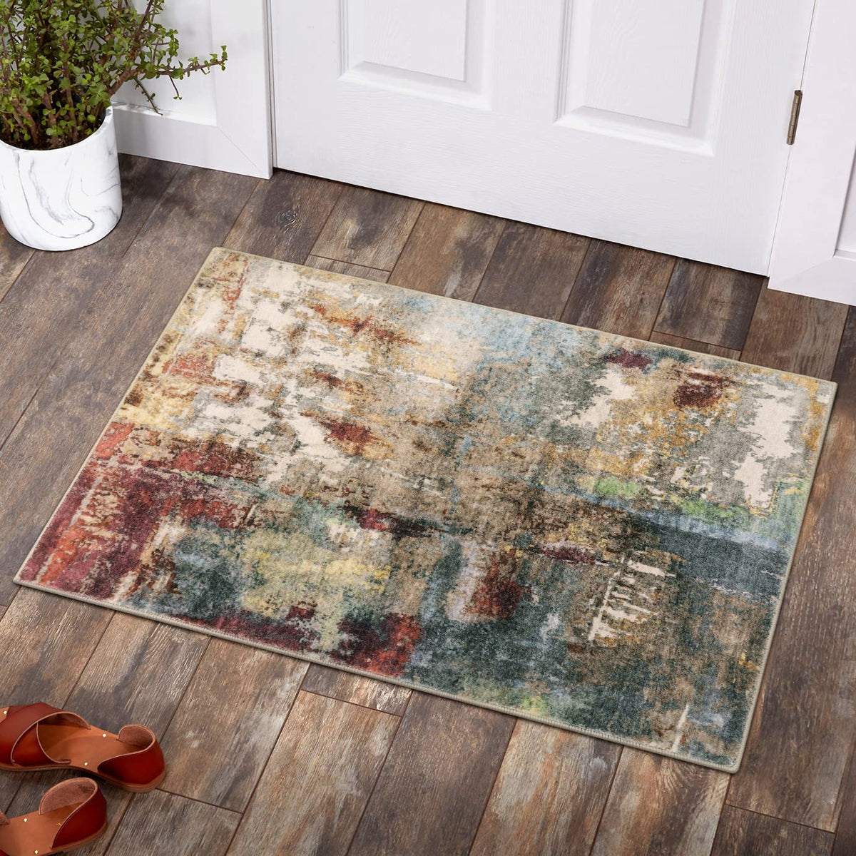 Lahome Modern Abstract Washable 5x7 Area Rugs for Living Room, Colorful Soft Bedroom Rug Low Pile Non Slip,Stain Resistance Dining Room Carpet for Nursery Office Entrance Home Office Decor