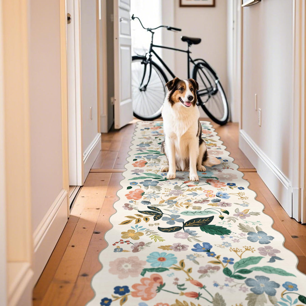 Hallway Washable Runner Rug - 2x10 Kitchen Rugs Entryway Rug Runner Vintage Soft Floor Mat Non Slip Indoor Farmhouse Carpet for Bathroom Living Room Bedroom (2 X 10, Beige)