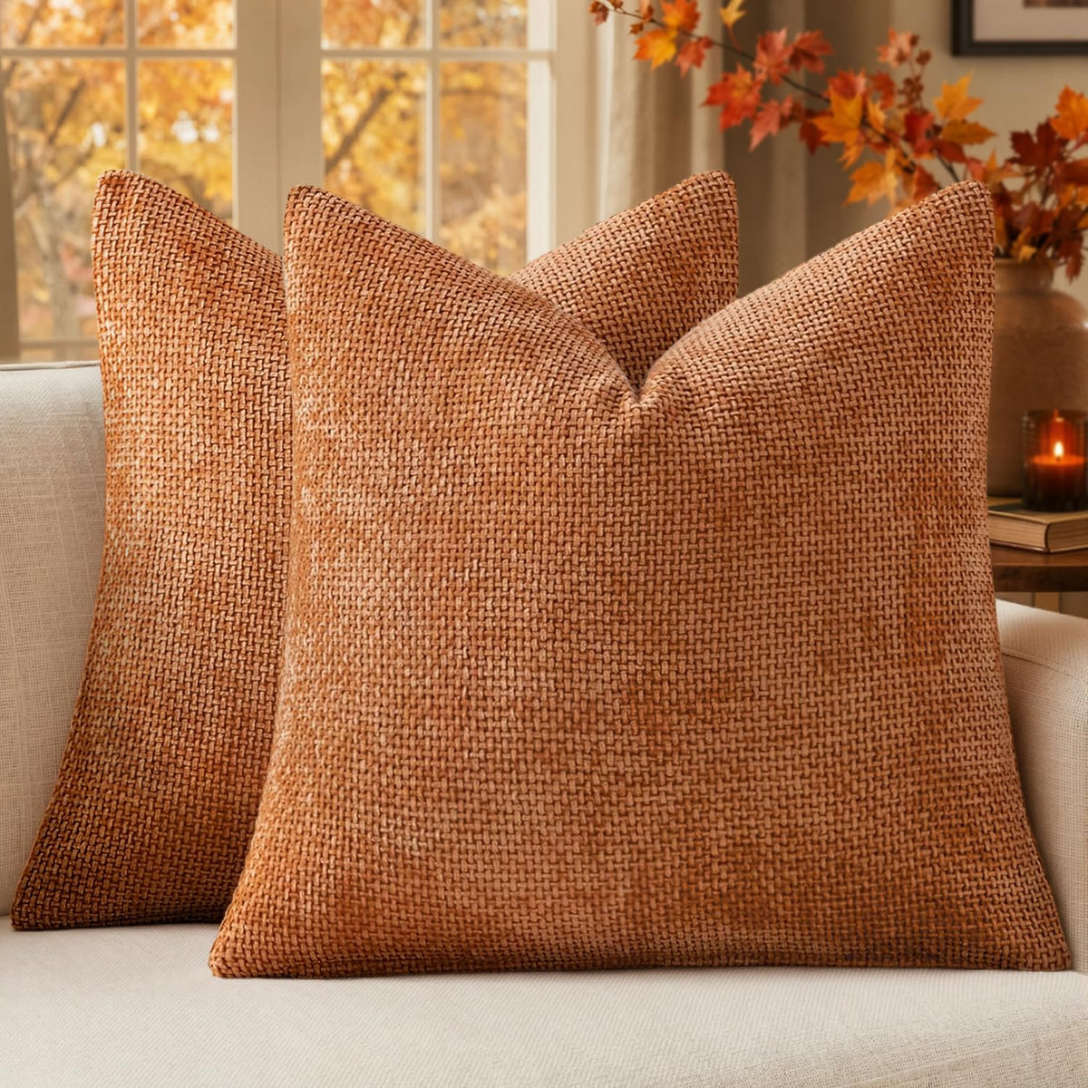 MIULEE Decorative Couch Throw Pillow Covers 18x18 Inch Coastal Blue 2 Pack