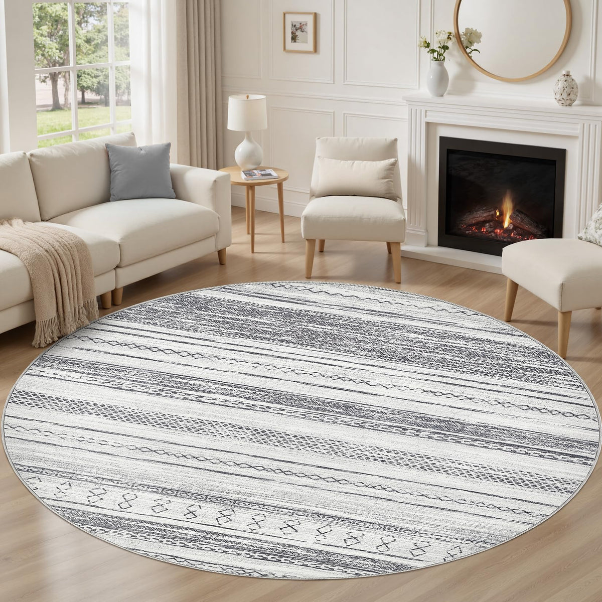 Tortania Area Rug Living Room Rugs - 5x7 Washable Large Soft Neutral Boho Moroccan Bohemian Farmhouse Rug Indoor Floor Carpet for Bedroom Under Dining Table Home Office Decor - Cream Brown