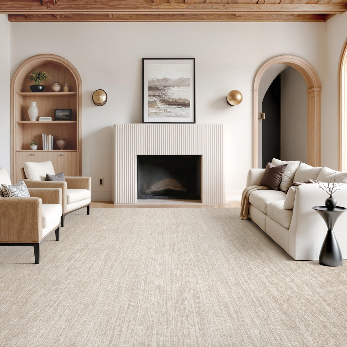 Valenrug Washable Rugs 5x7, Non Slip Large Area Rugs for Living Room, Beige
