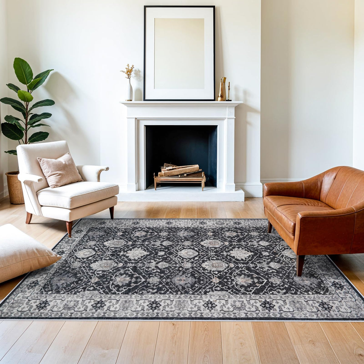 Hallway Washable Runner Rug - 2x10 Kitchen Rugs Entryway Rug Runner Vintage Soft Floor Mat Non Slip Indoor Farmhouse Carpet for Bathroom Living Room Bedroom (2 X 10, Beige)