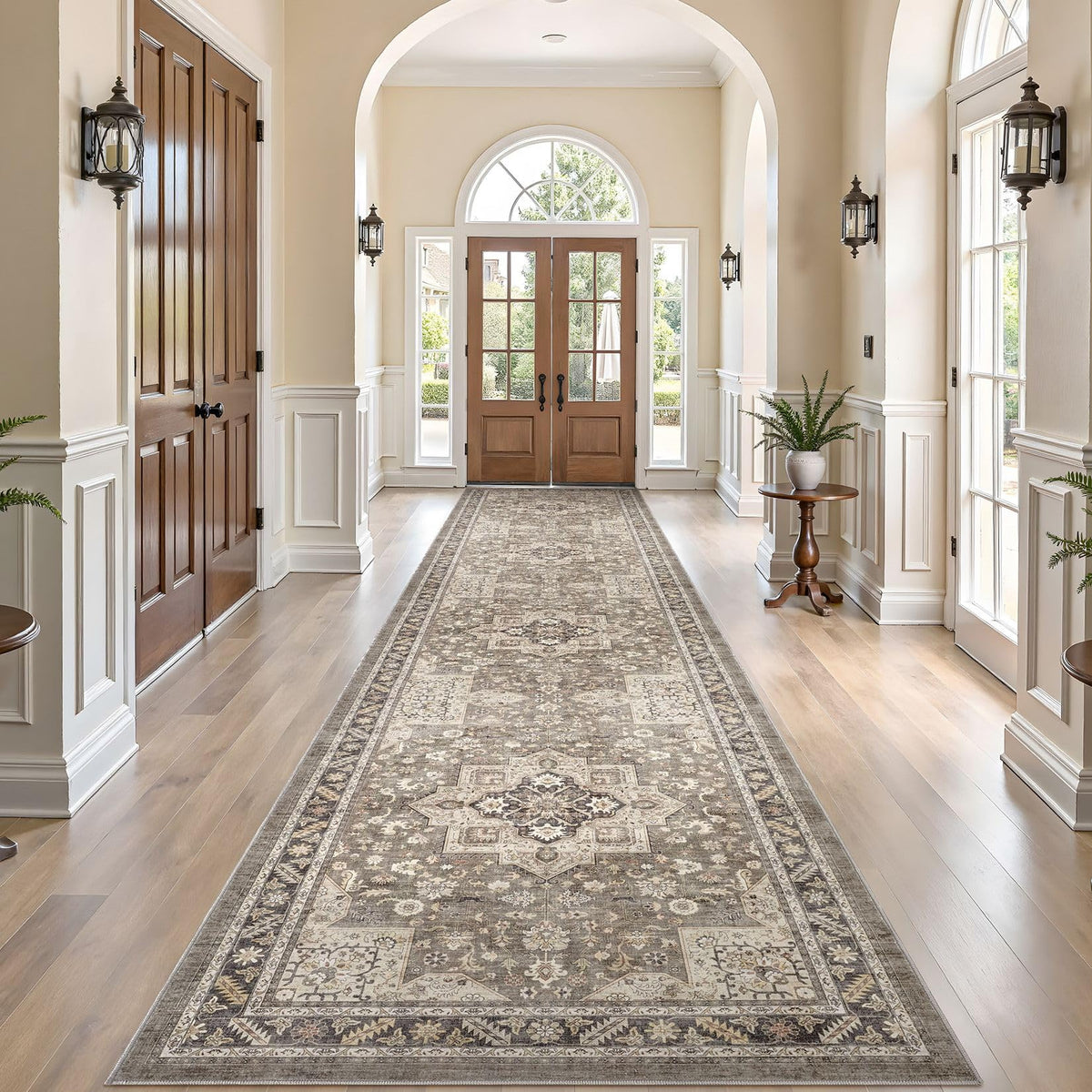 cotiled 5x7 Area Rug for Living Room, Washable, Traditional, Beige